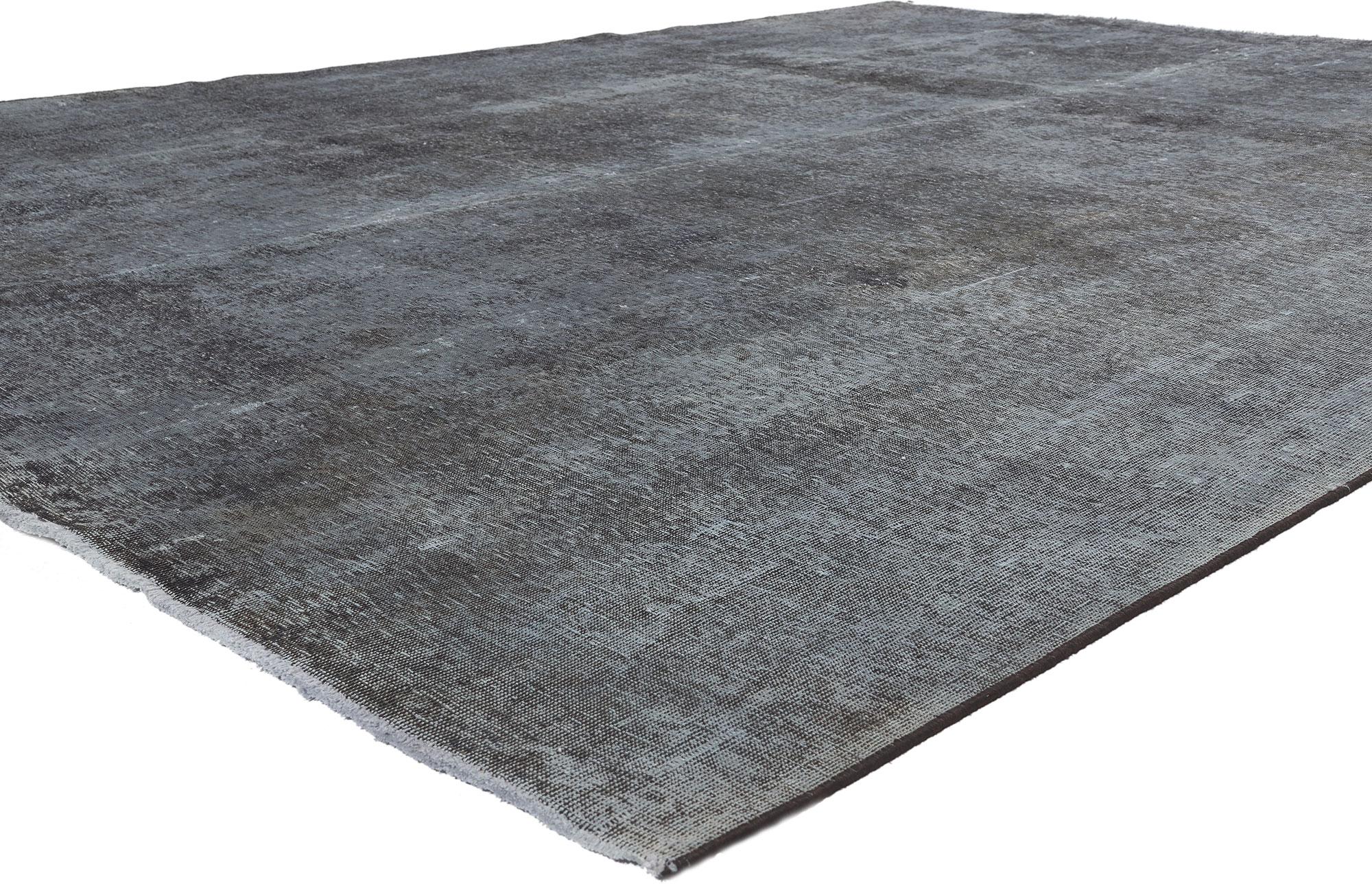 Vintage Persian Slate Gray Overdyed Rug with Modern Luxe Industrial Loft Style 1