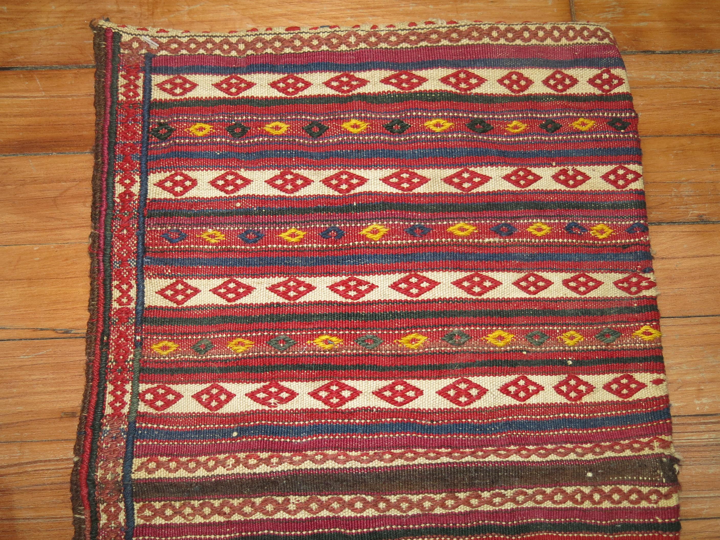 Hand-Knotted Vintage Persian Sofreh Kilim For Sale