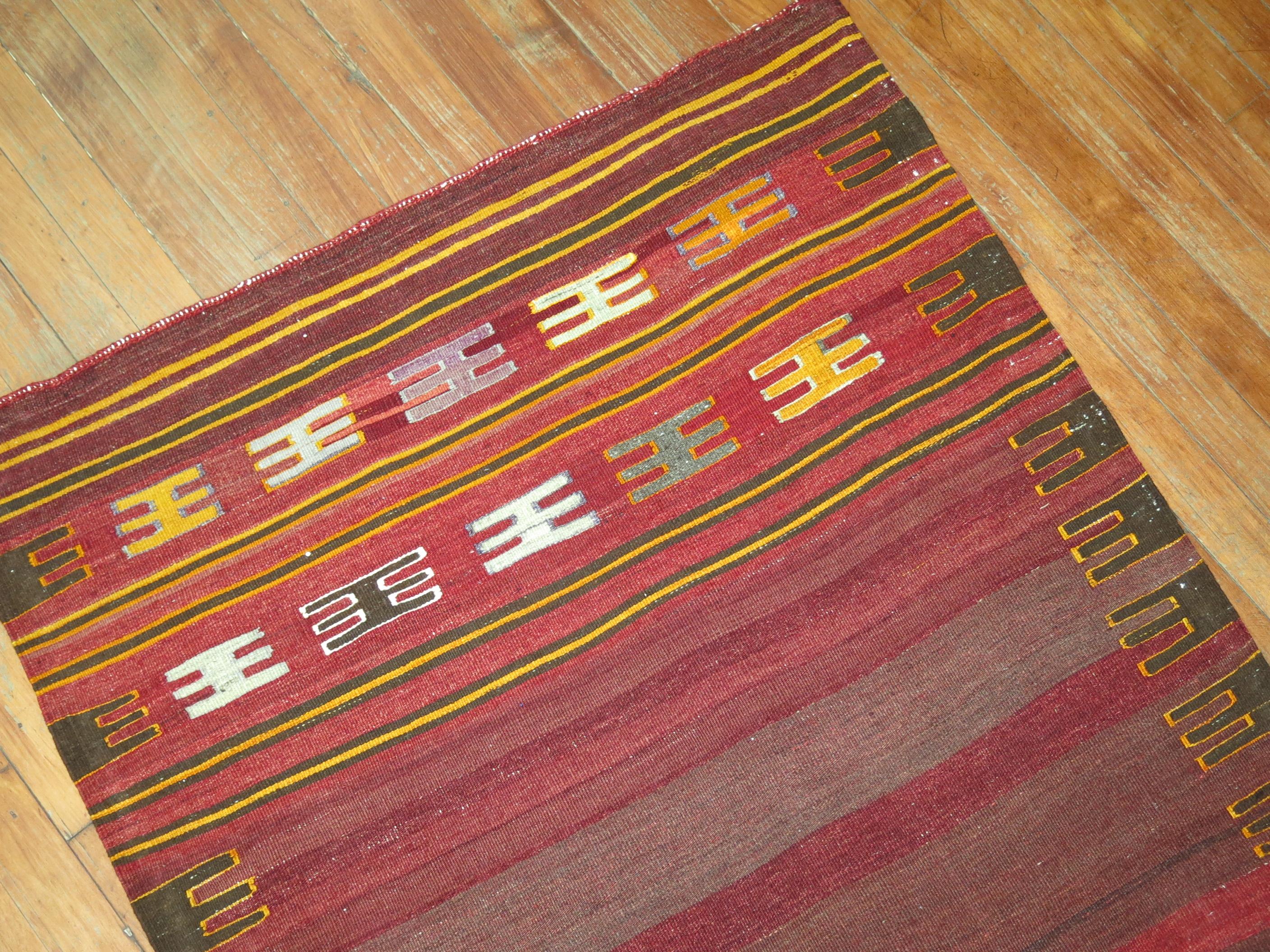 Hand-Knotted Vintage Persian Sofreh Kilim For Sale