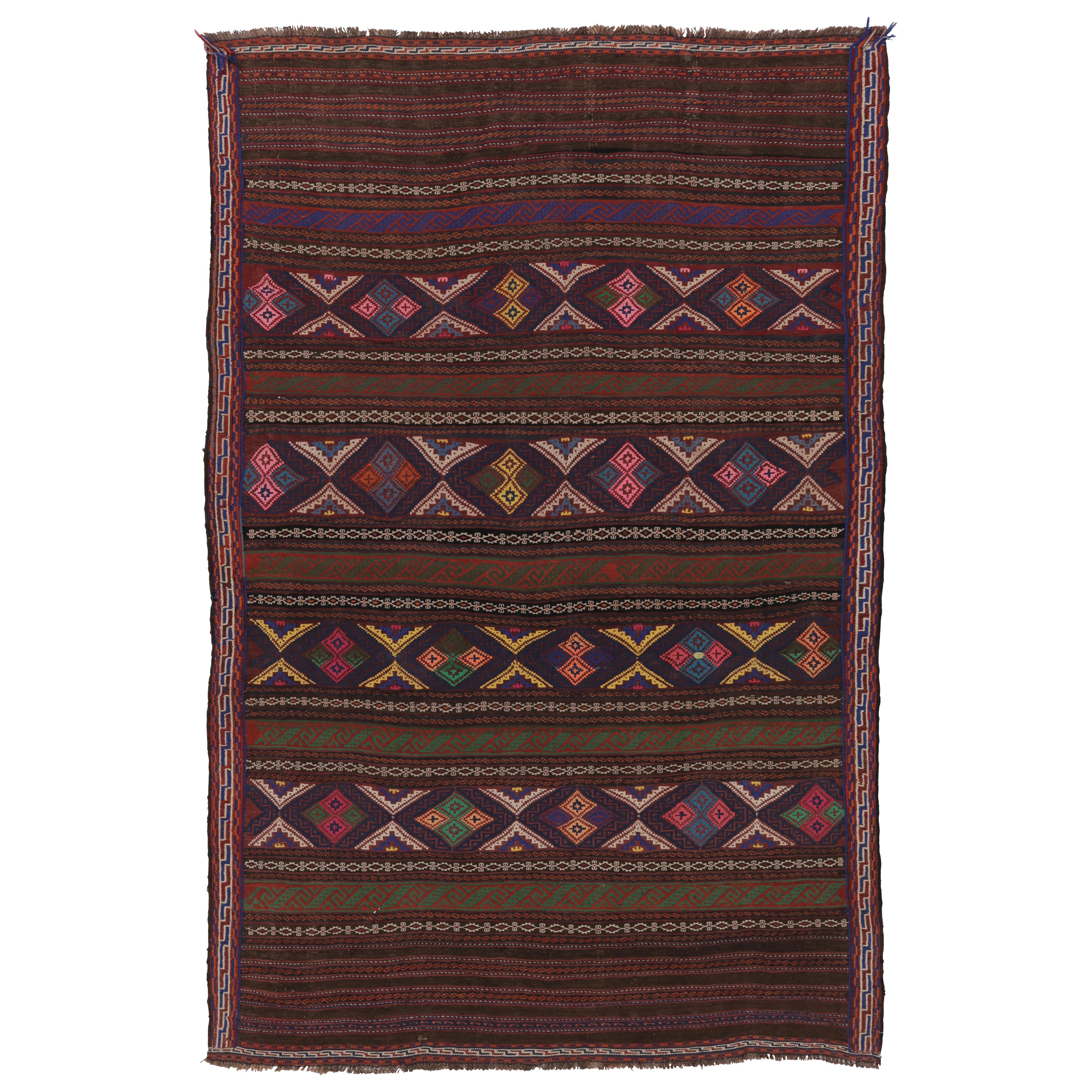 Vintage Persian Soumak Kilim, Rich Ground with Jewel Tone Motifs - Rug
Kilim