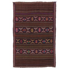 Vintage Persian Soumak Kilim, Rich Ground with Jewel Tone Motifs - Rug
Kilim