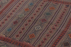 Vintage Persian Soumak Kilim, Tribal Diamonds in Light Jewel Tones - Rug & Kilim