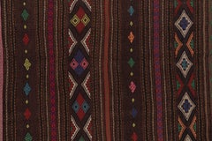 Vintage Persian Soumak Kilim, Vibrant Jewel Tone Geometric Motifs - Rug & Kilim