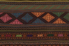 Vintage Persian Soumak Kilim, Vibrant Tribal Geometric Patterns - Rug & Kilim