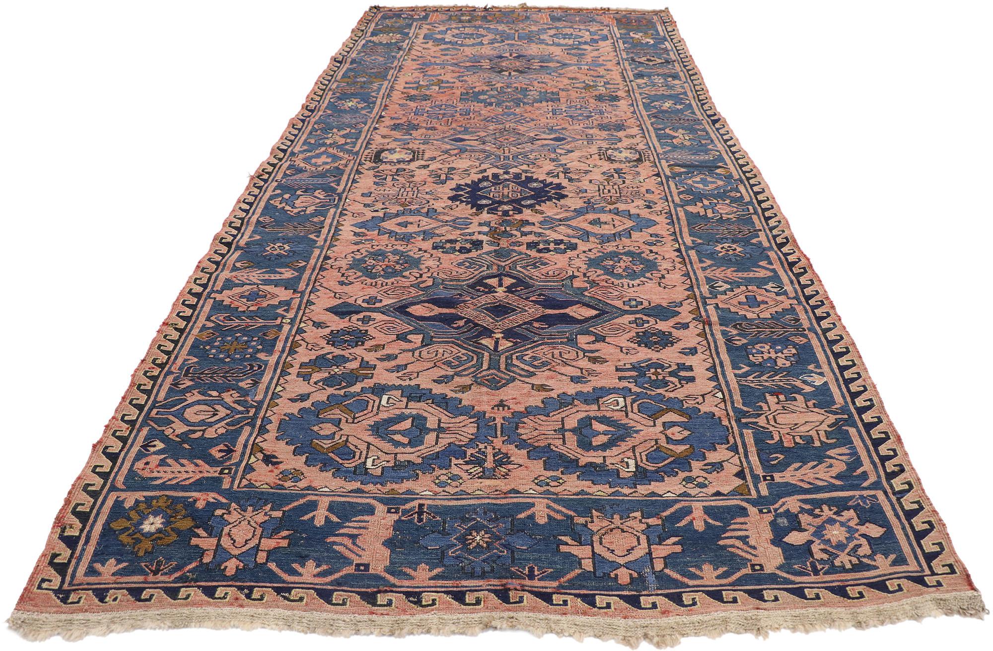 Hand-Woven Vintage Persian Soumak Rug with Bohemian Style For Sale