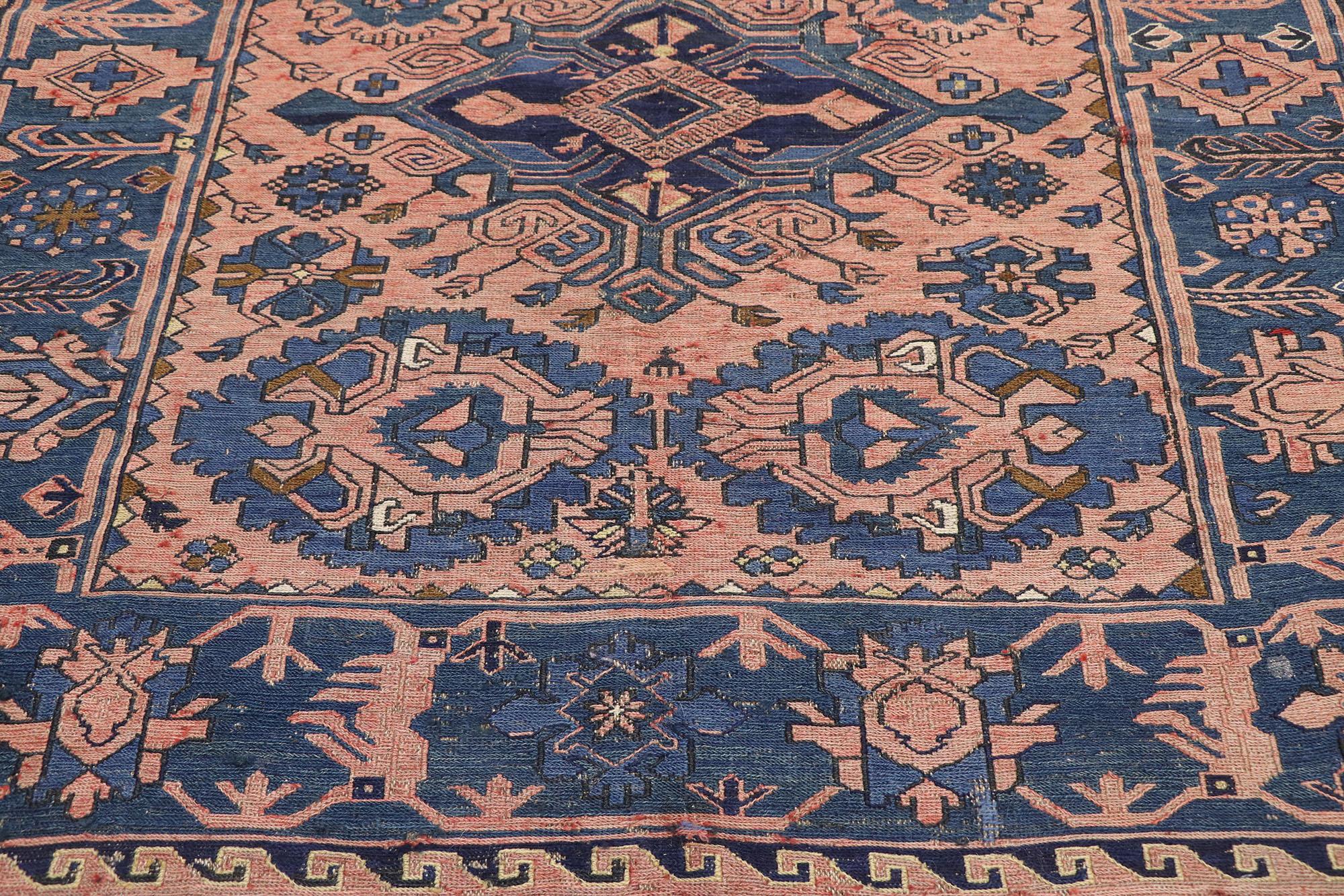 Vintage Persian Soumak Rug with Bohemian Style In Good Condition For Sale In Dallas, TX