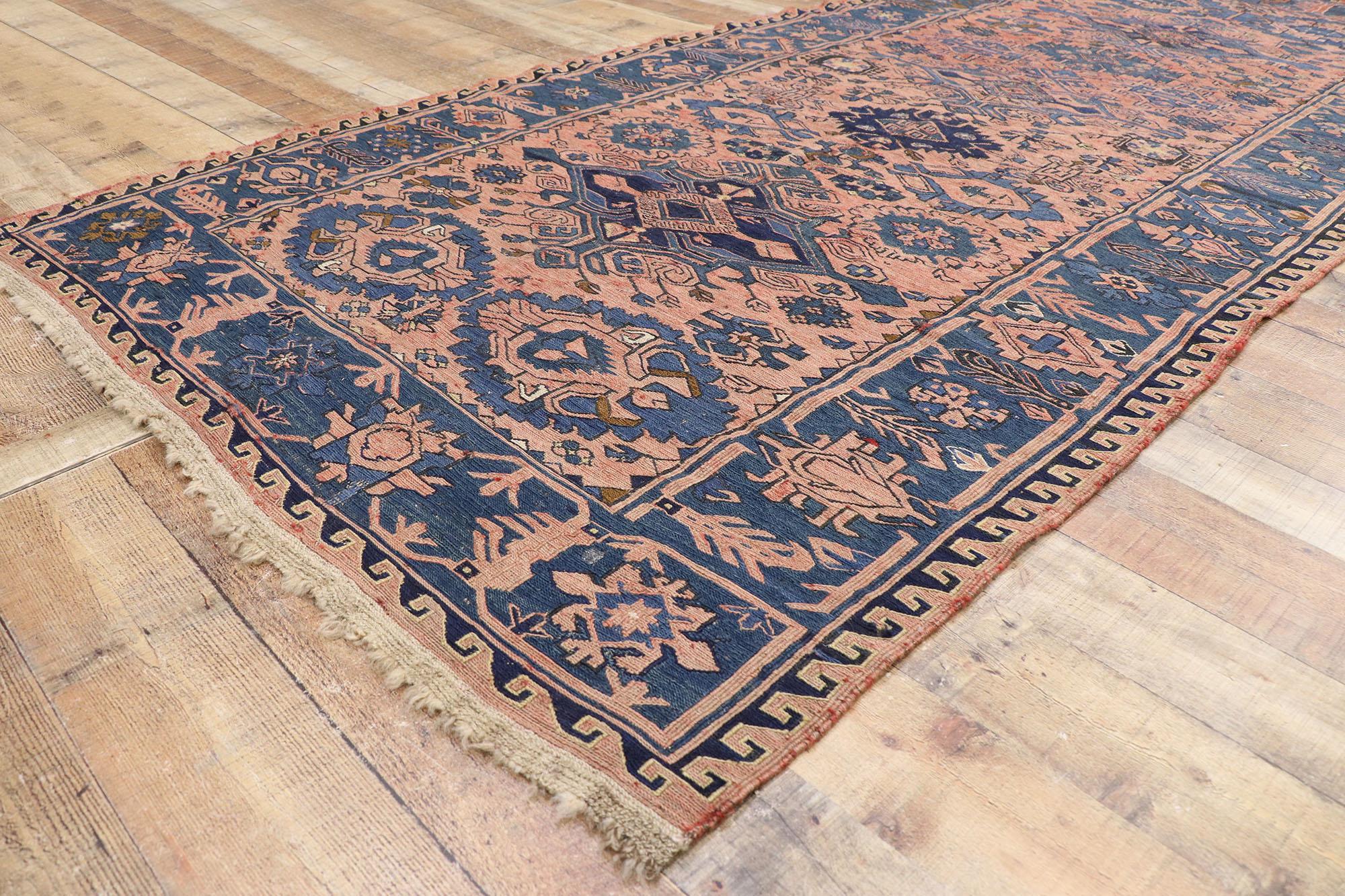 Wool Vintage Persian Soumak Rug with Bohemian Style For Sale