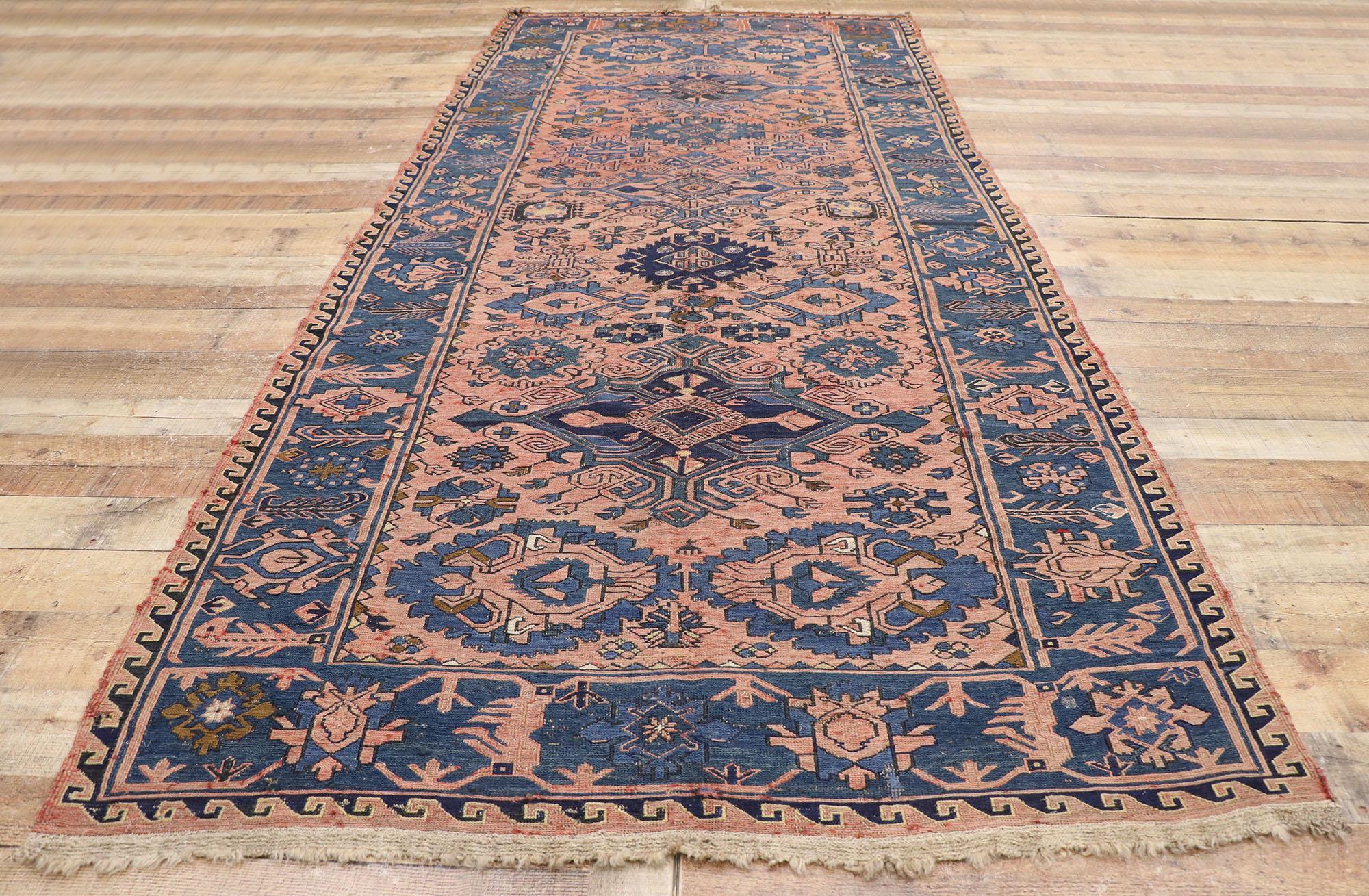 Vintage Persian Soumak Rug with Bohemian Style For Sale 1