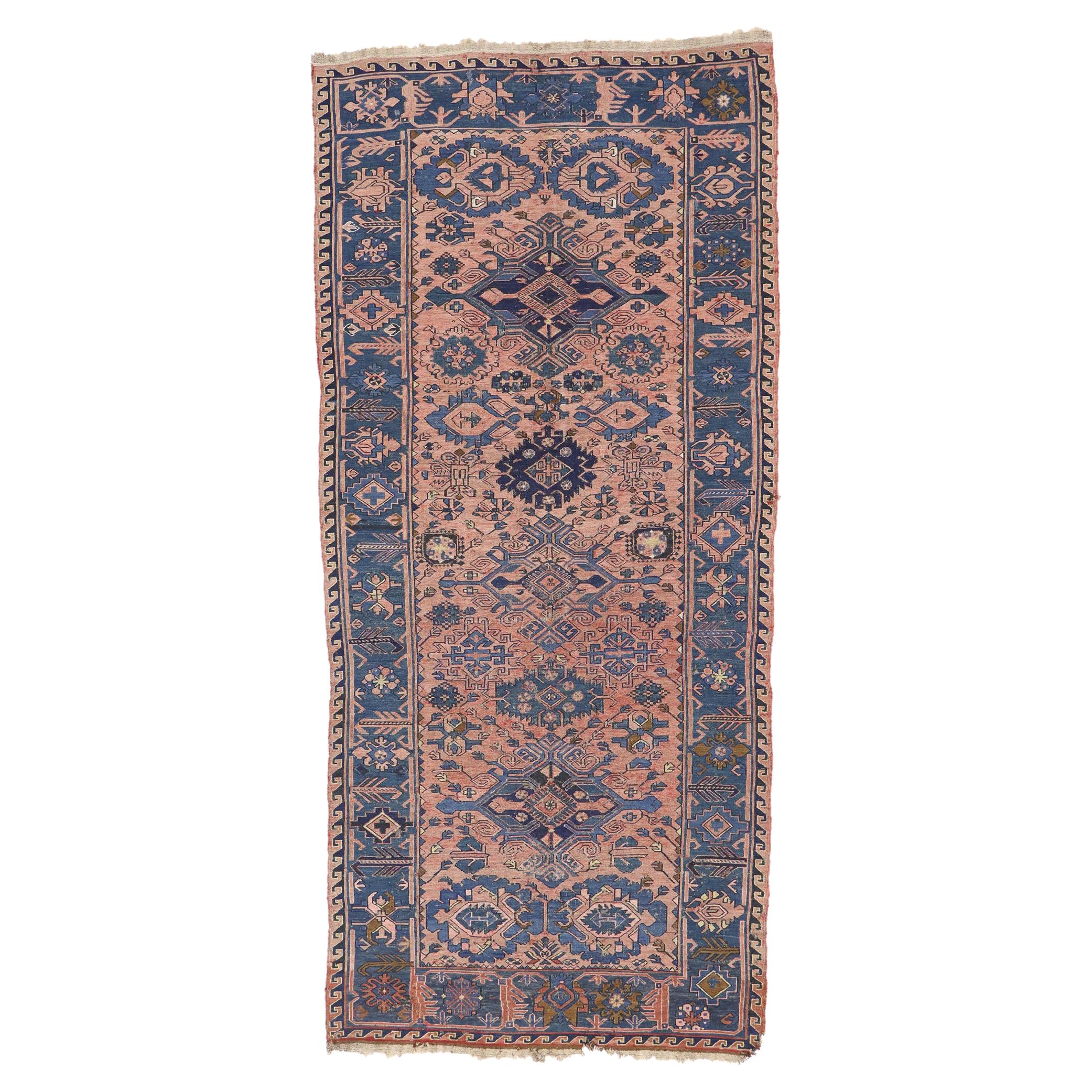 Vintage Persian Soumak Rug with Bohemian Style For Sale