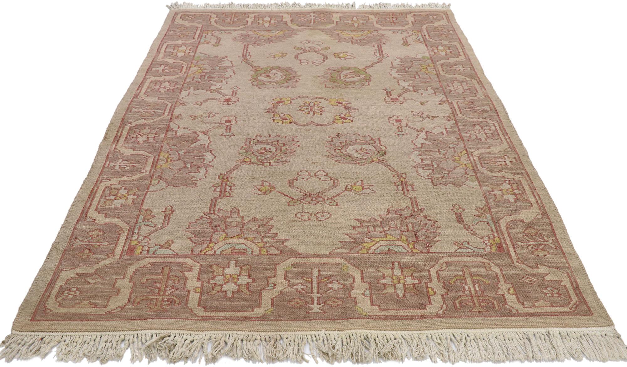 Hand-Knotted Vintage Persian Soumak Rug with English Country Style, Flat-Weave Kilim Rug For Sale