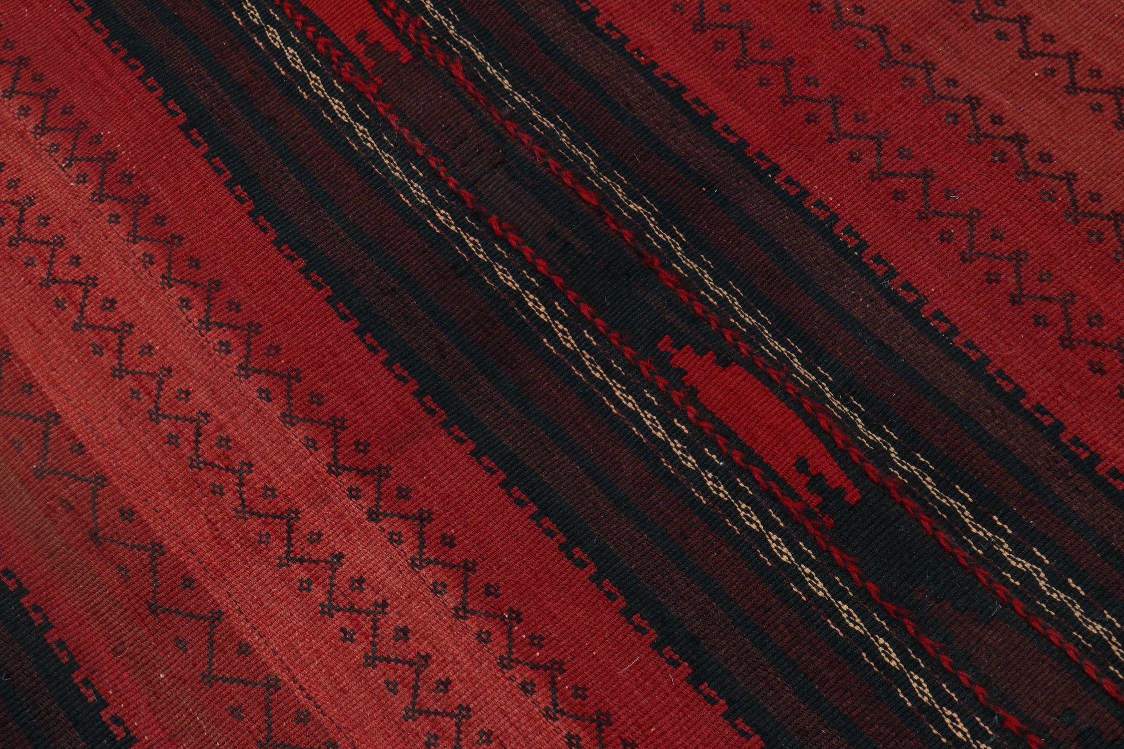 Tribal Vintage Persian Square Kilim rug in Red & Black Geometric Pattern by Rug & Kilim For Sale