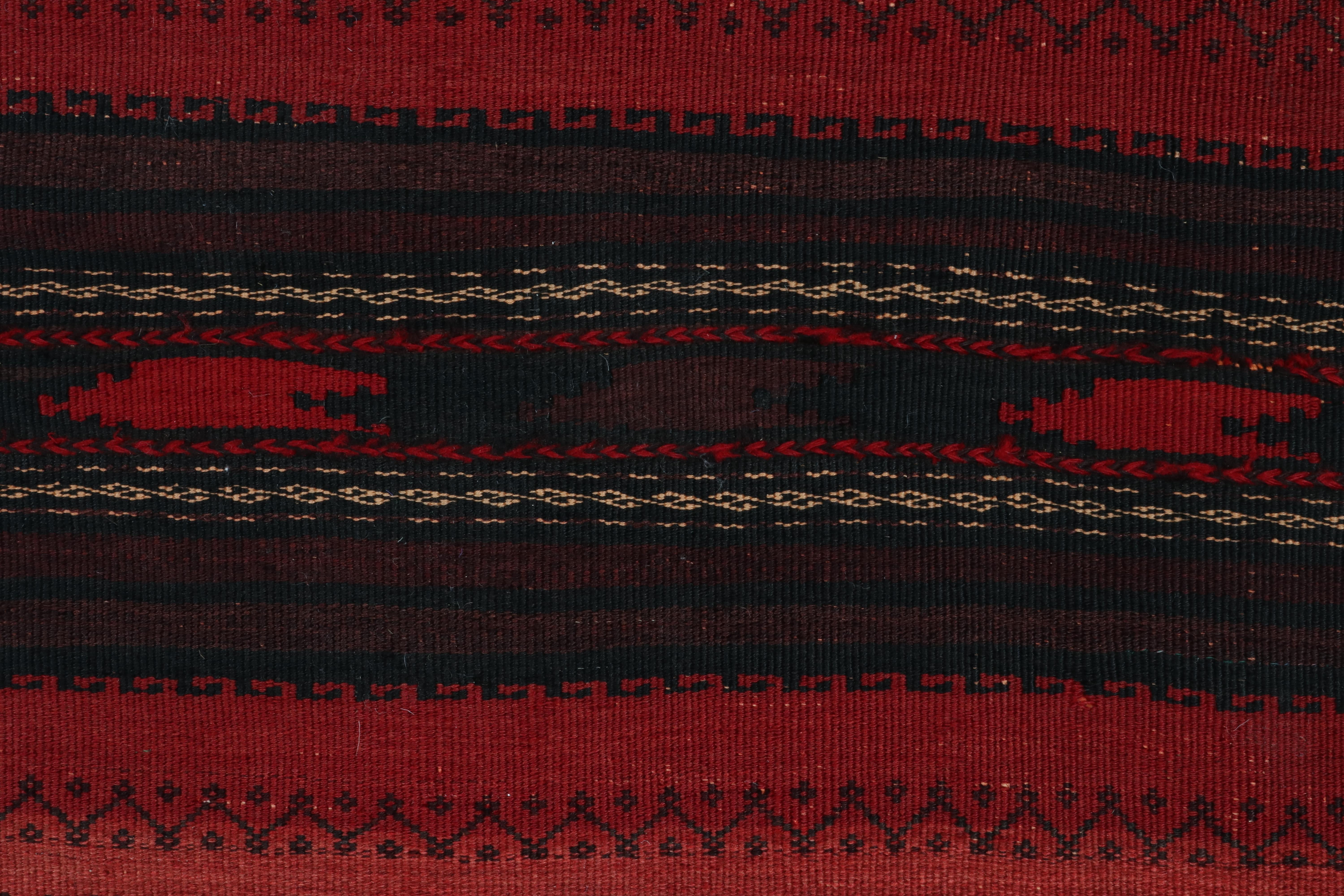 Vintage Persian Square Kilim rug in Red & Black Geometric Pattern by Rug & Kilim In Good Condition For Sale In Long Island City, NY