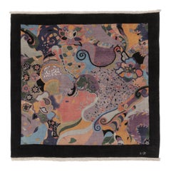 Alfombra Persa Cuadrada Vintage, Motivo Floral y Geométrico Policromático - Rug 
Kilim