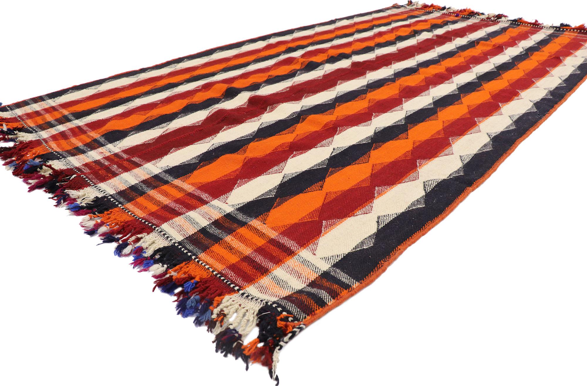 77932 Vintage Persian striped kilim rug. Measures: 04'10 x 08'04.