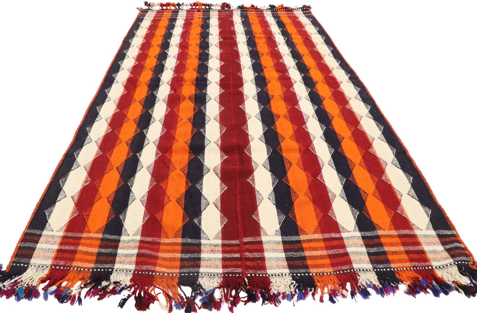 Hand-Woven Vintage Persian Striped Kilim Rug For Sale