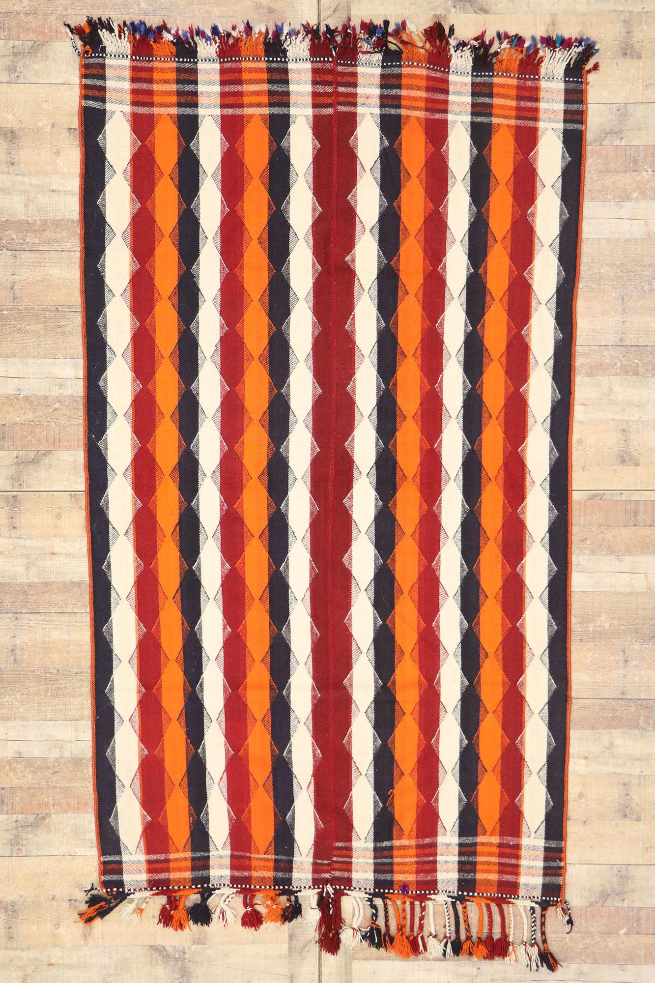 Vintage Persian Striped Kilim Rug For Sale 2