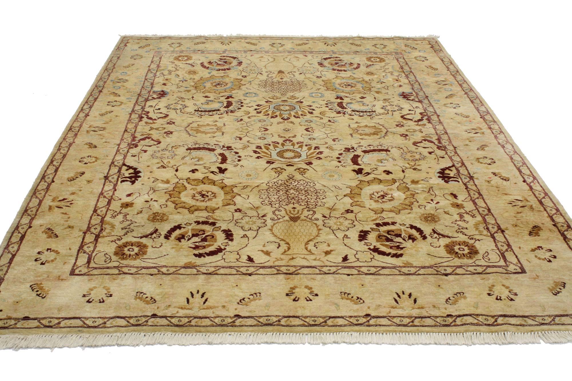 Vintage Persian Style Area Rug with Traditional Vase Design For Sale 2