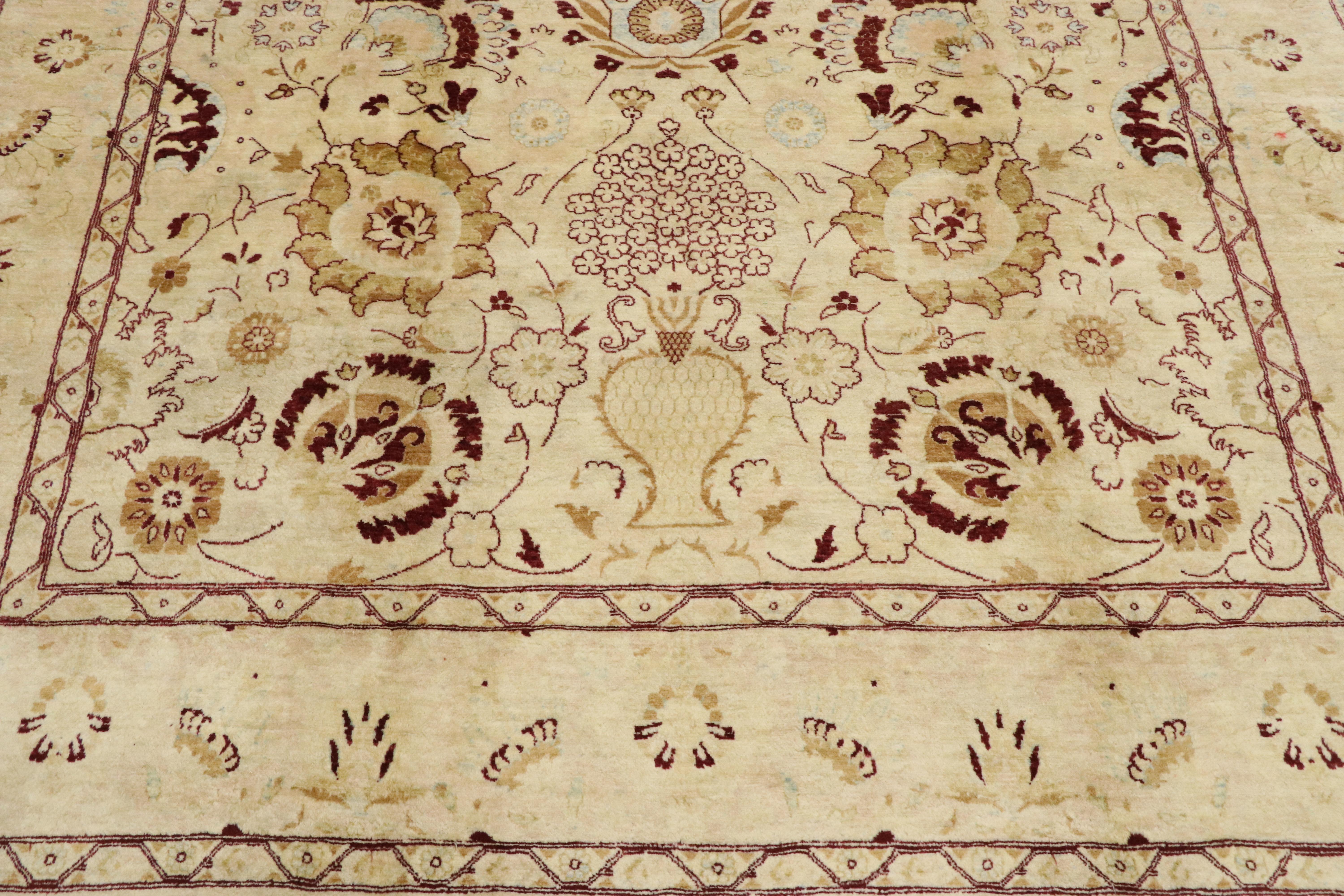 Sultanabad Vintage Persian Style Area Rug with Traditional Vase Design For Sale