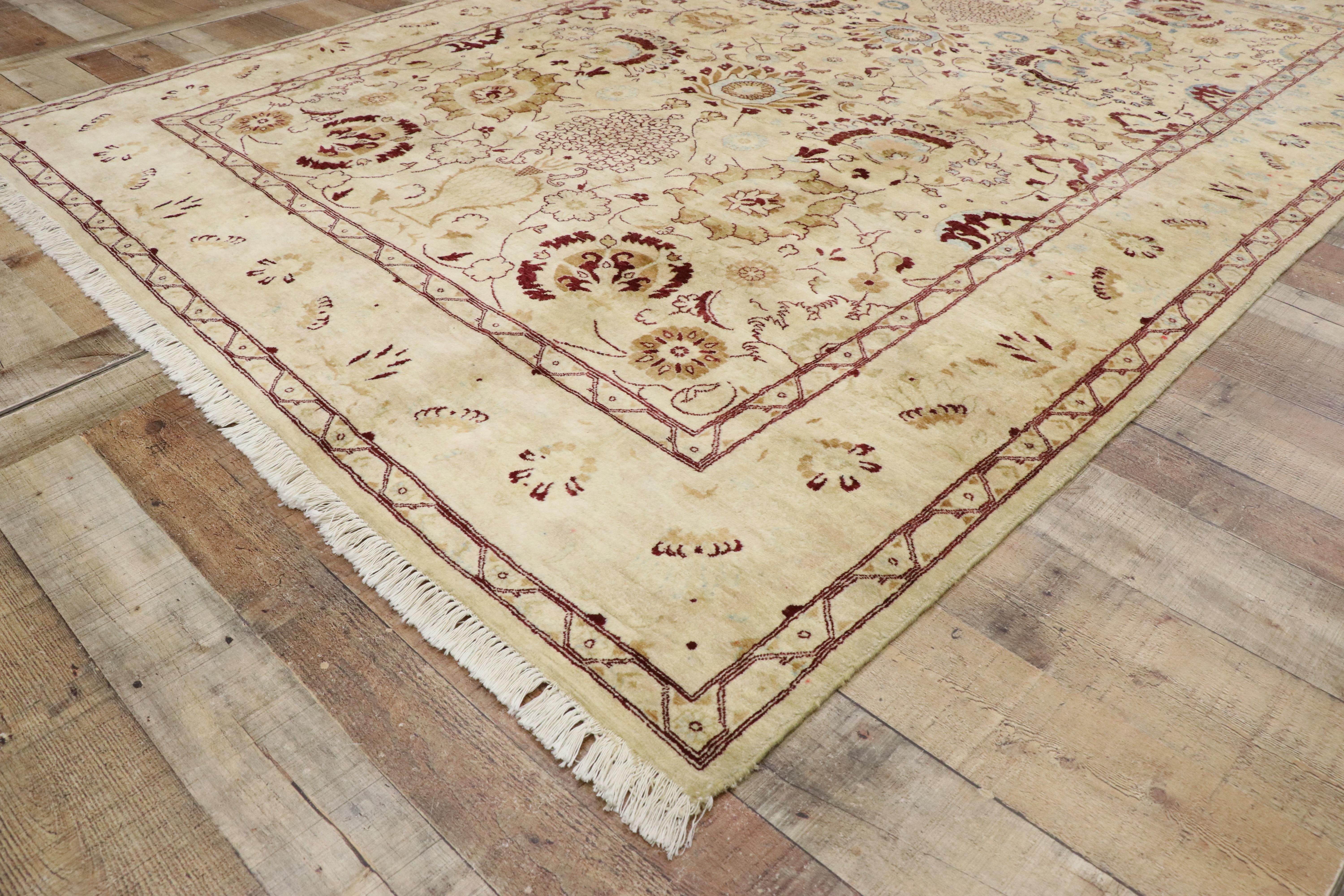 Hand-Knotted Vintage Persian Style Area Rug with Traditional Vase Design For Sale
