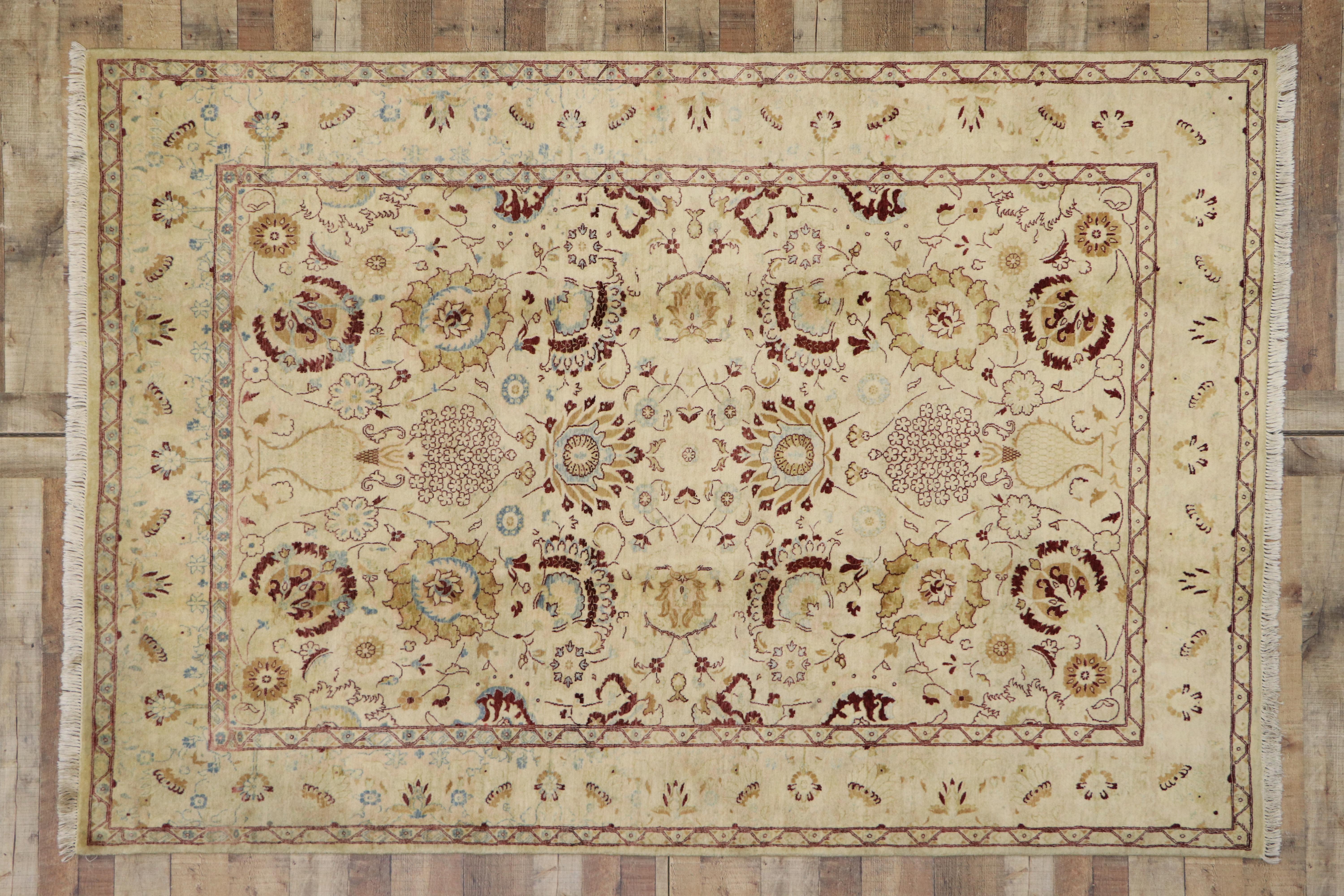 20th Century Vintage Persian Style Area Rug with Traditional Vase Design For Sale