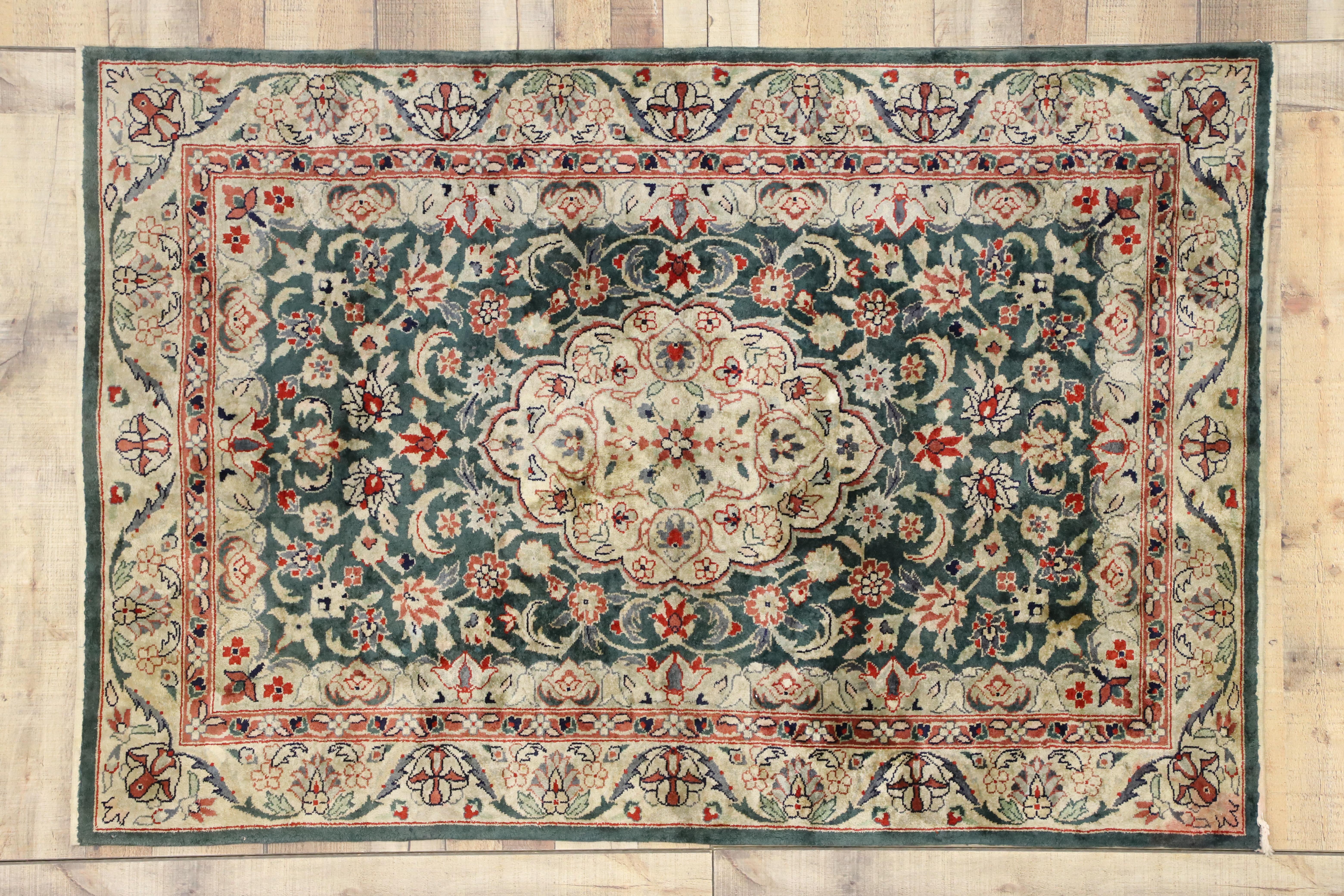 Chinoiserie Vintage Persian Style Chinese Accent Rug with Traditional Design For Sale