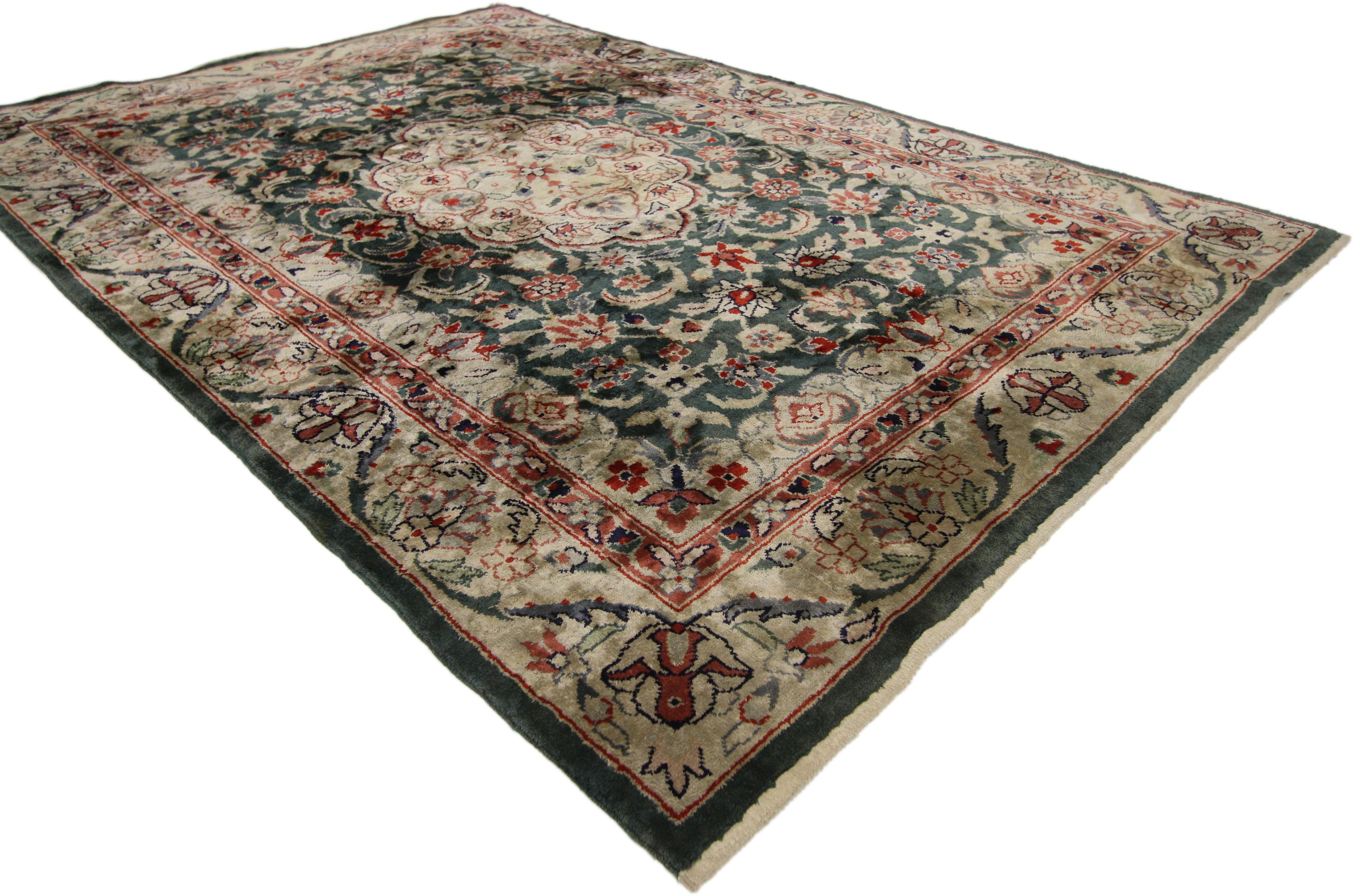 20th Century Vintage Persian Style Chinese Accent Rug with Traditional Design For Sale