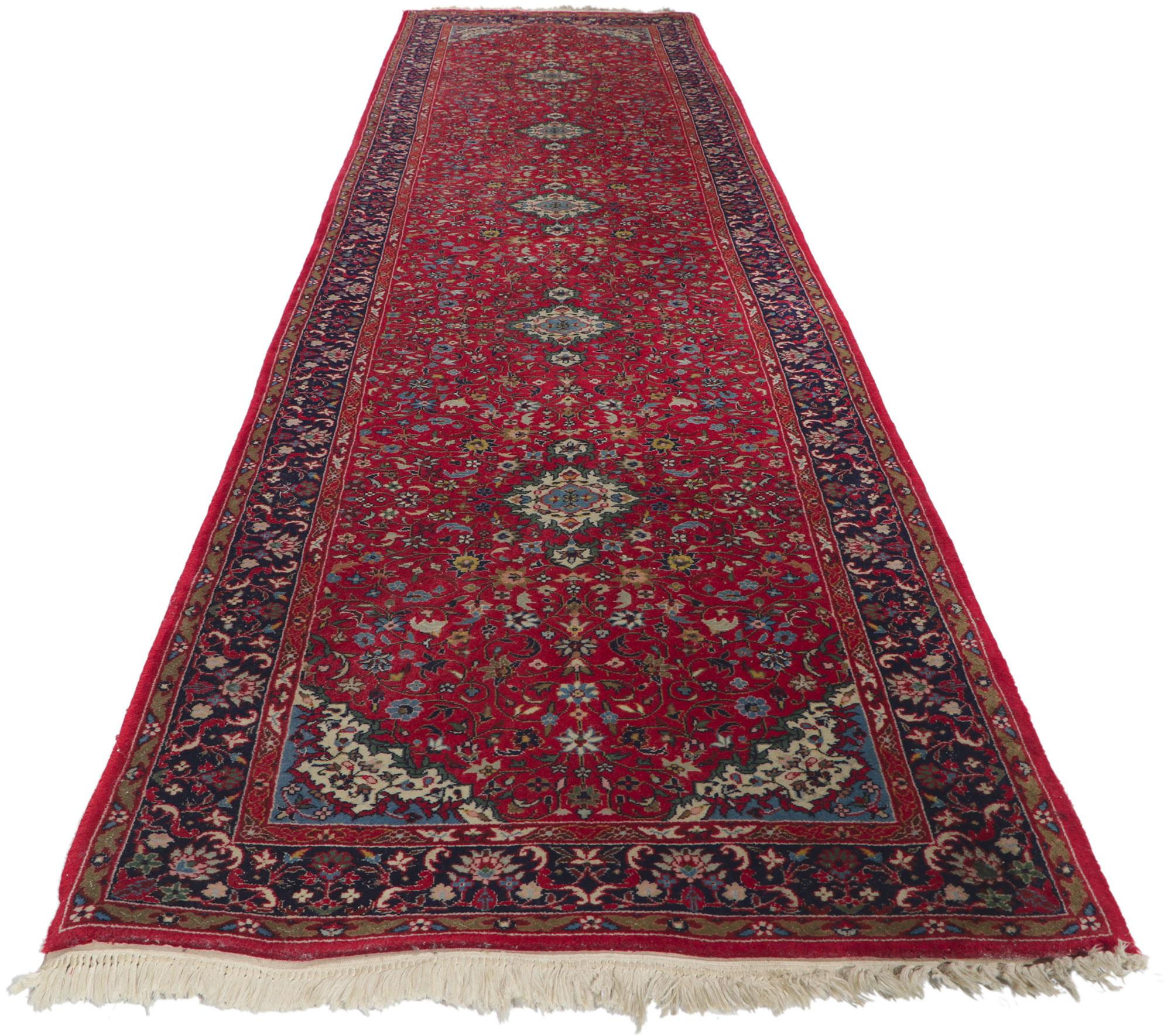 Tabriz Vintage Persian Style Chinese Silk-Wool Runner For Sale