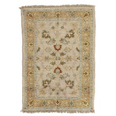 The Sandalwood Garden: A Vintage Indian Oushak Masterpiece of Botanical Elegance