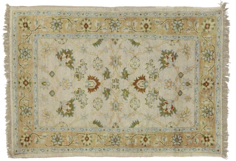 Vintage Persian Style Garden Rug, Accent Rug with Georgian Queen Anne ...