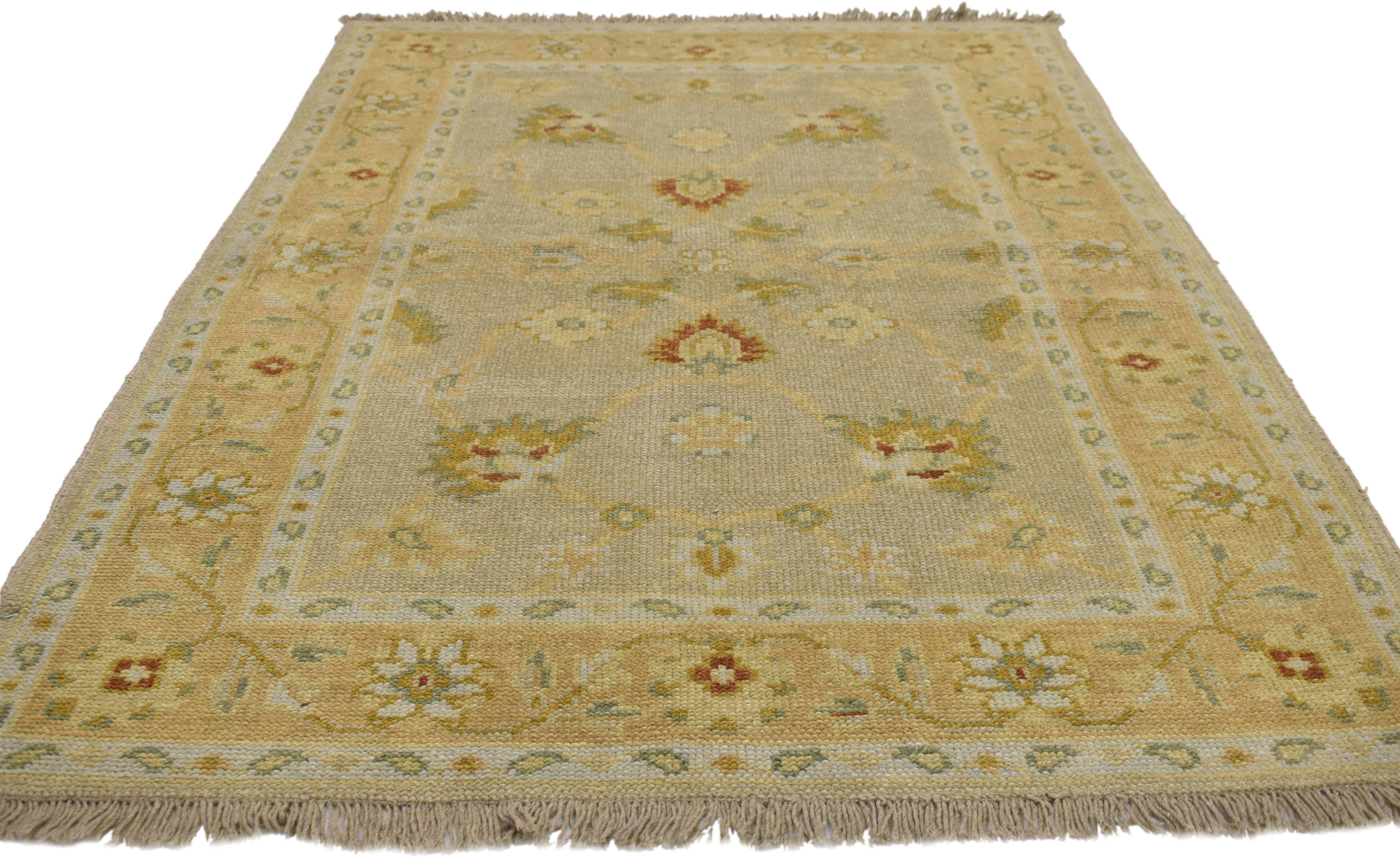 Indian Vintage Persian Style Garden Rug, Accent Rug with Georgian Queen Anne Style For Sale