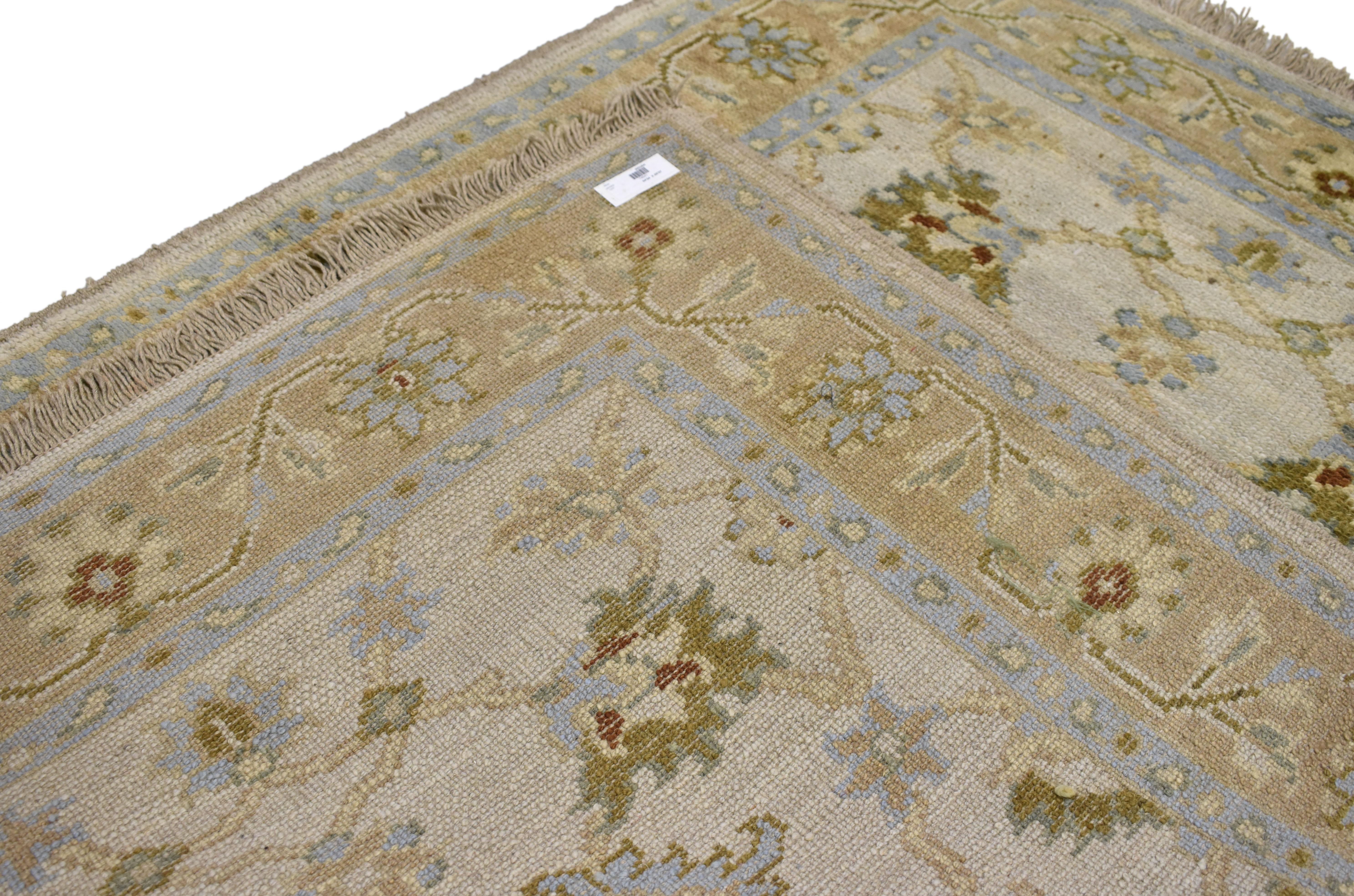 Indian Vintage Persian Style Garden Rug, Accent Rug with Georgian Queen Anne Style For Sale