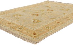 The Golden Garden: A Vintage Indian Oushak Masterpiece of Botanical Elegance