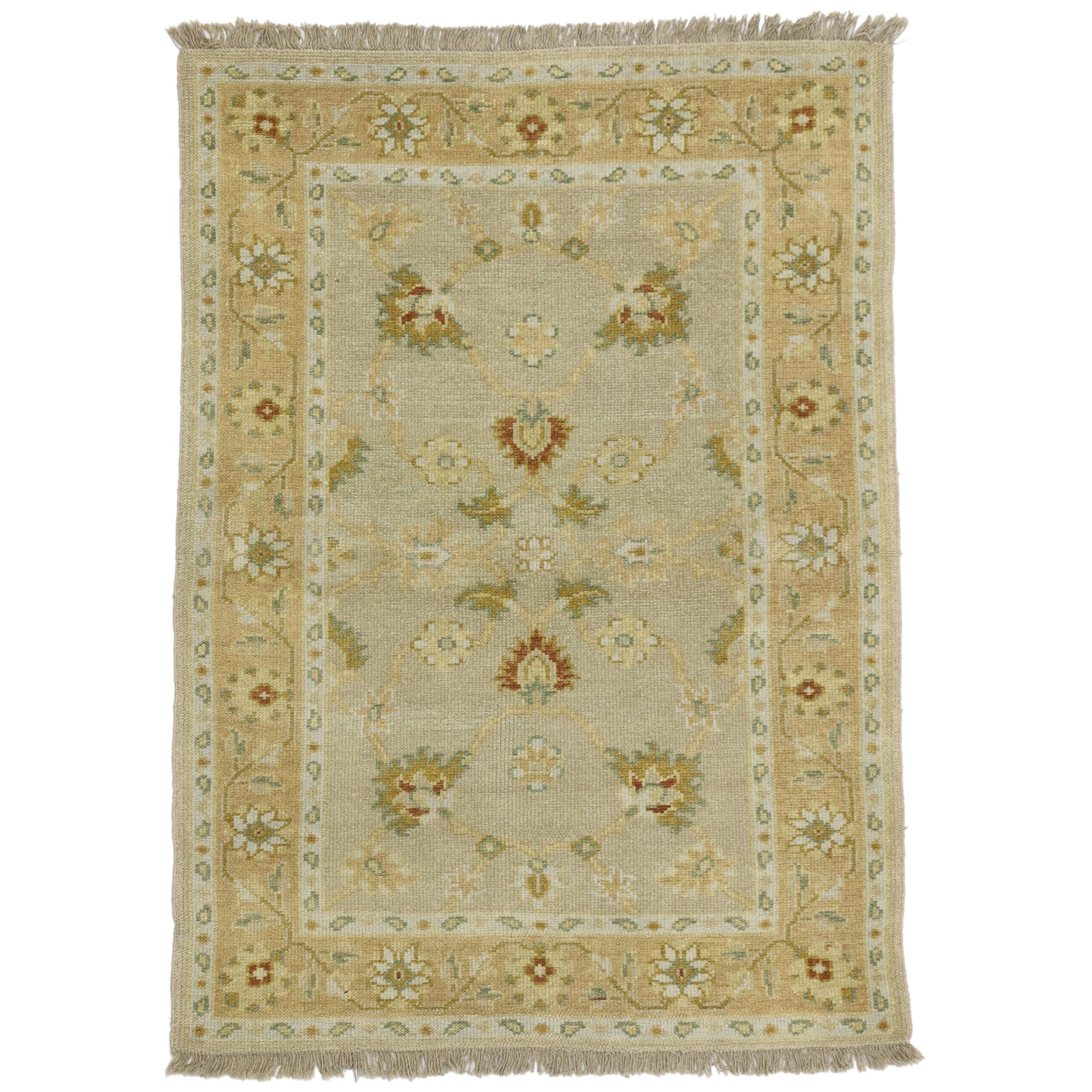 Vintage Persian Style Garden Rug, Accent Rug with Georgian Queen Anne Style For Sale