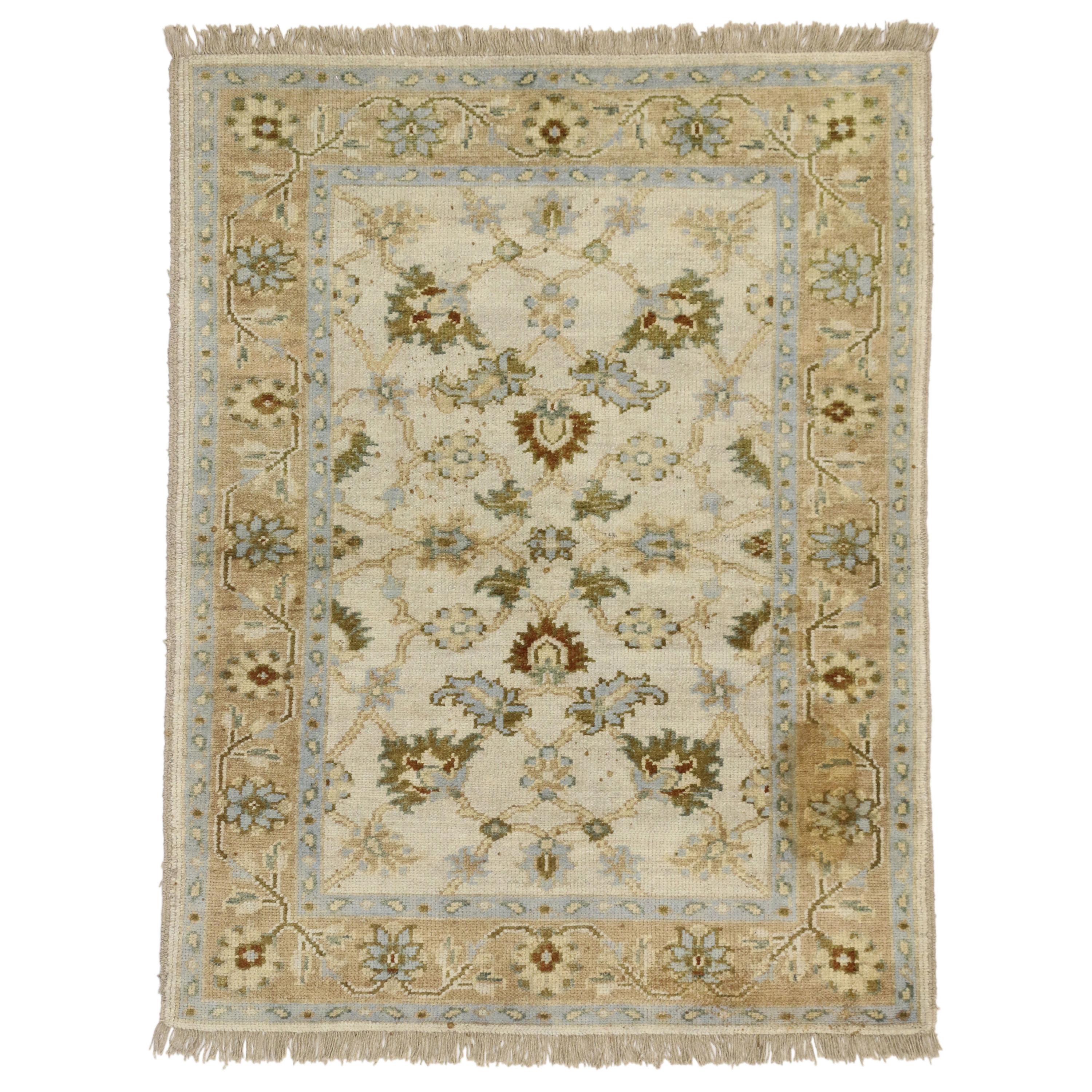 Vintage Persian Style Garden Rug, Accent Rug with Georgian Queen Anne Style For Sale