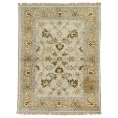 Vintage Persian Style Garden Rug, Accent Rug with Georgian Queen Anne Style