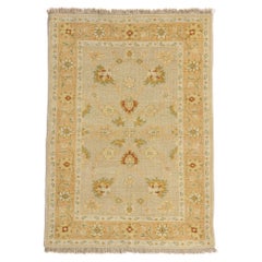 The Golden Garden: A Vintage Indian Oushak Masterpiece of Botanical Elegance
