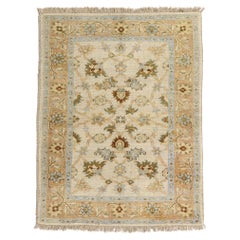 The Sandalwood Garden: A Vintage Indian Oushak Masterpiece of Botanical Elegance