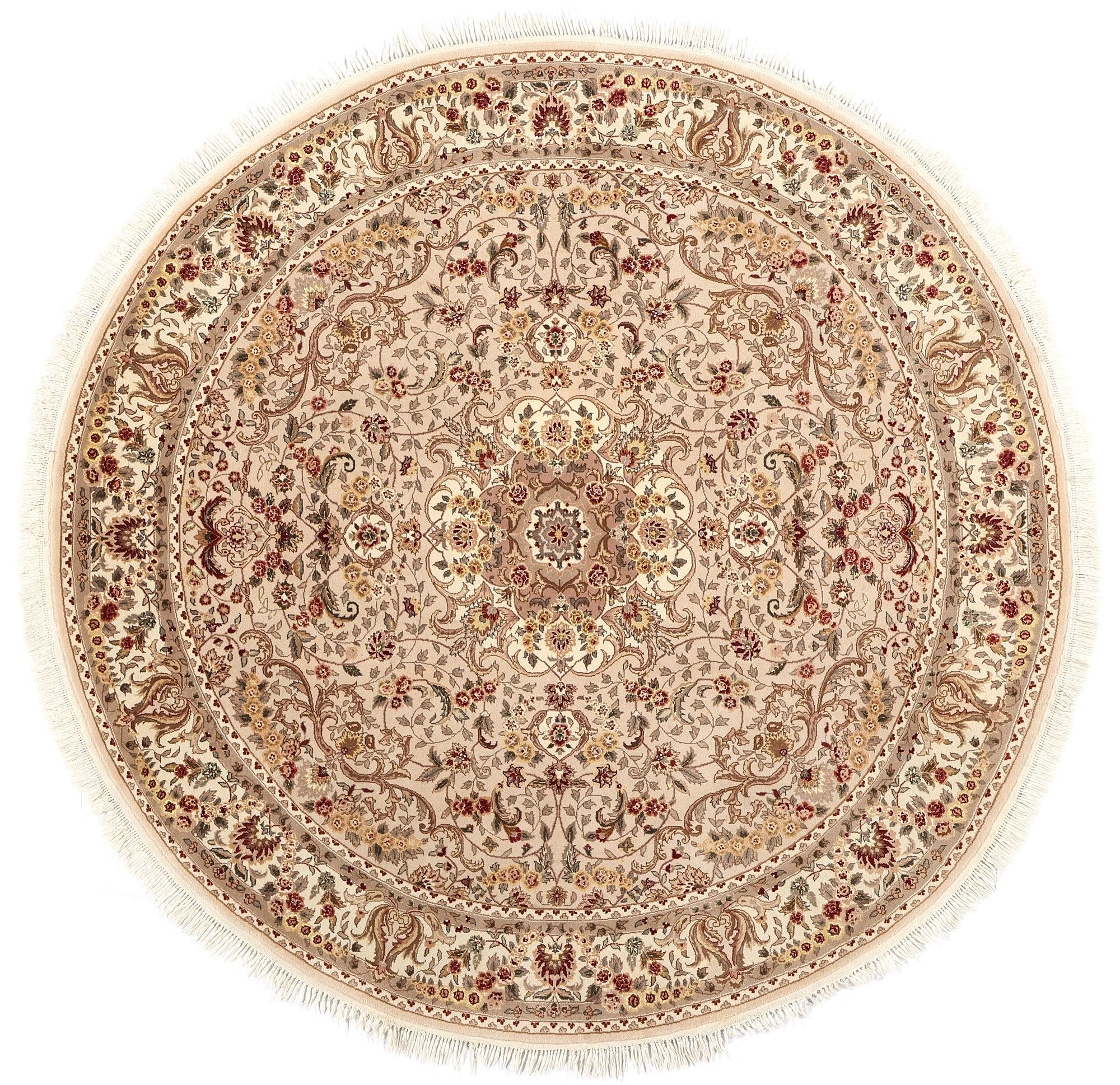 Vintage Chinese Tabriz Wool and Silk Round Rug For Sale 5