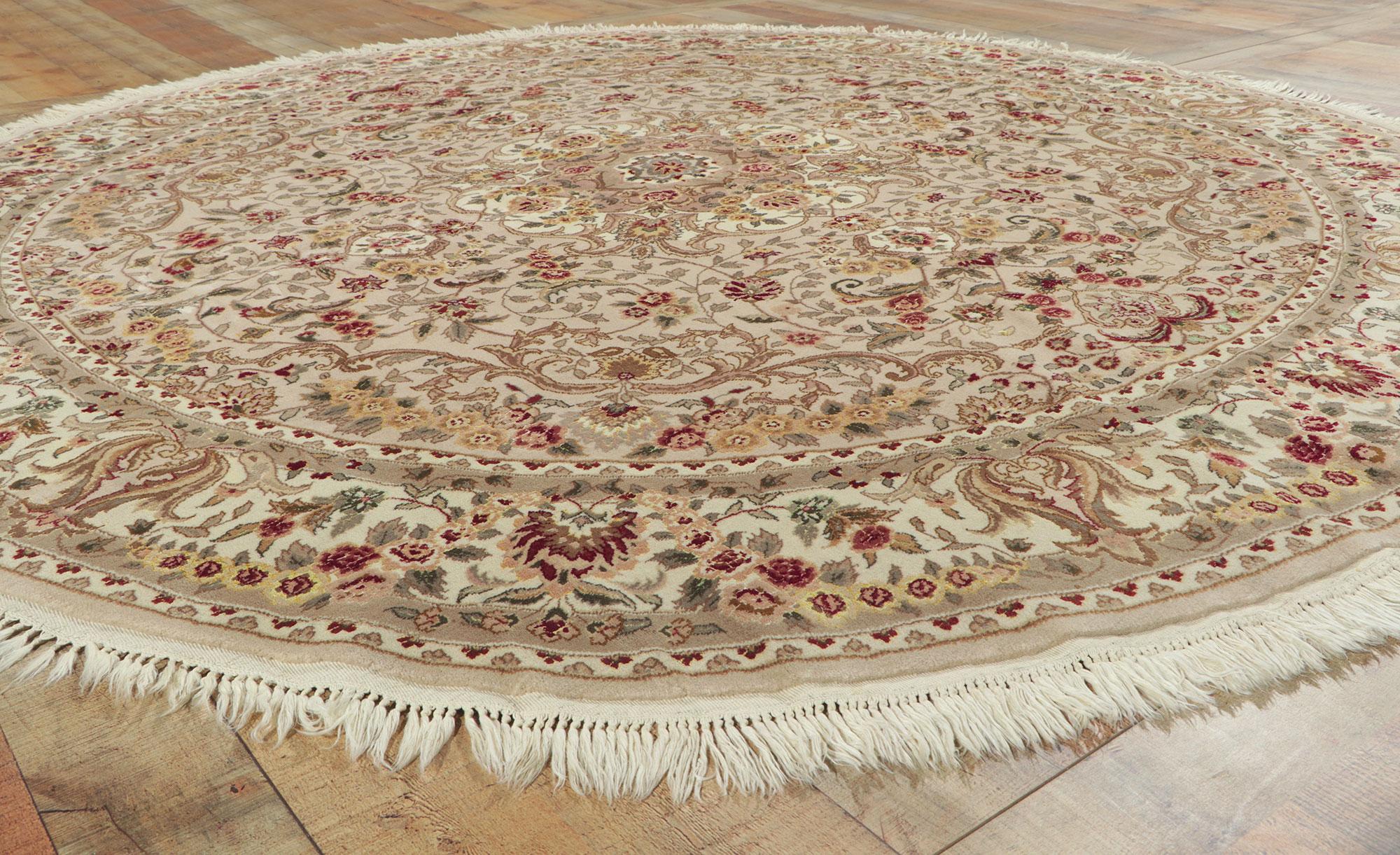 20th Century Vintage Persian Style Round Area Rug with Tabriz Design For Sale