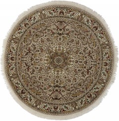 Vintage Persian Style Round Area Rug with Tabriz Design