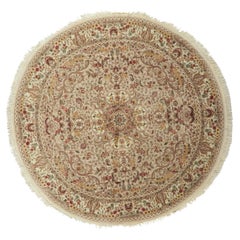 Vintage Persian Style Round Area Rug with Tabriz Design