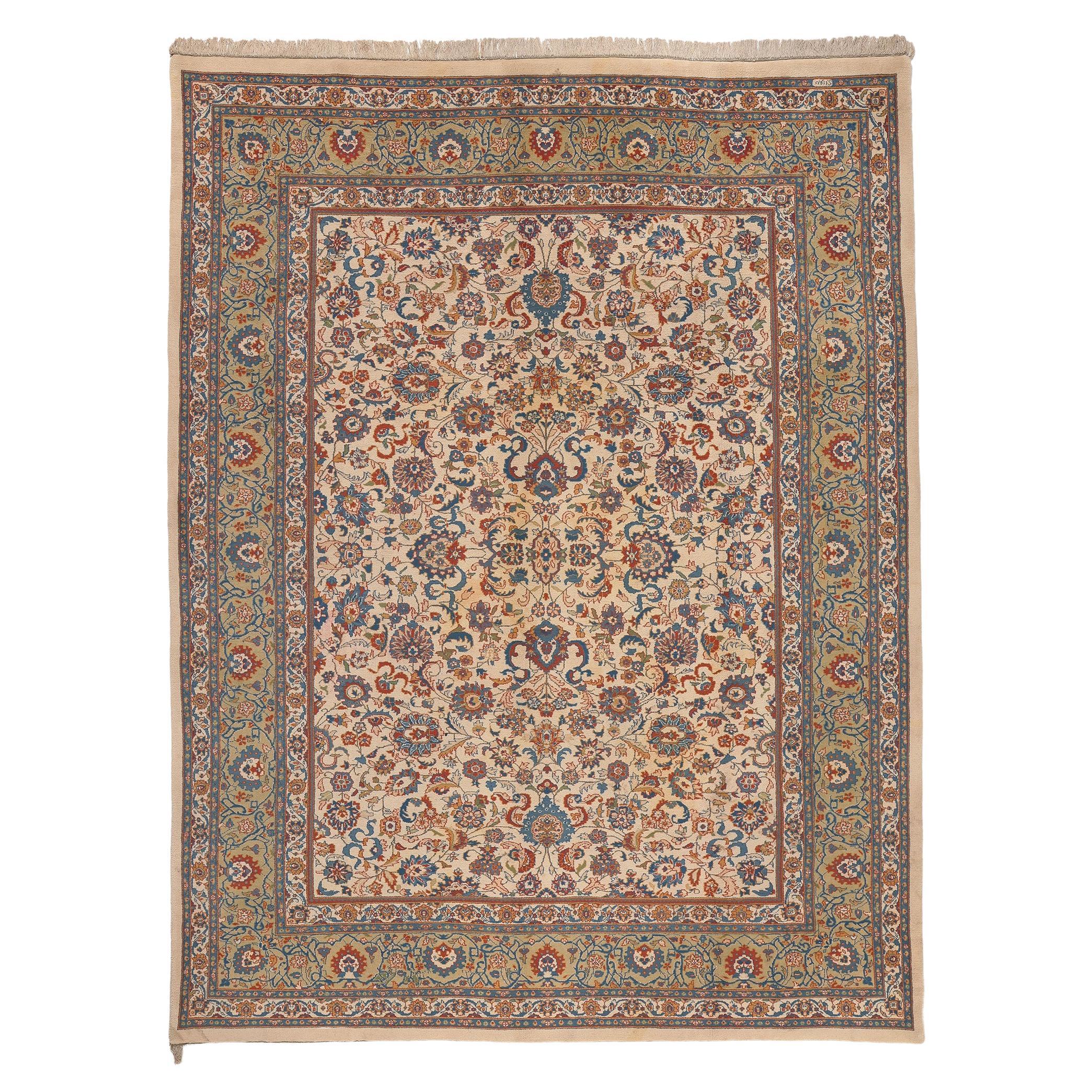 Indischer Tabriz-Teppich im Vintage-Stil, traditionelle Sensibilität trifft auf zeitlose Eleganz
