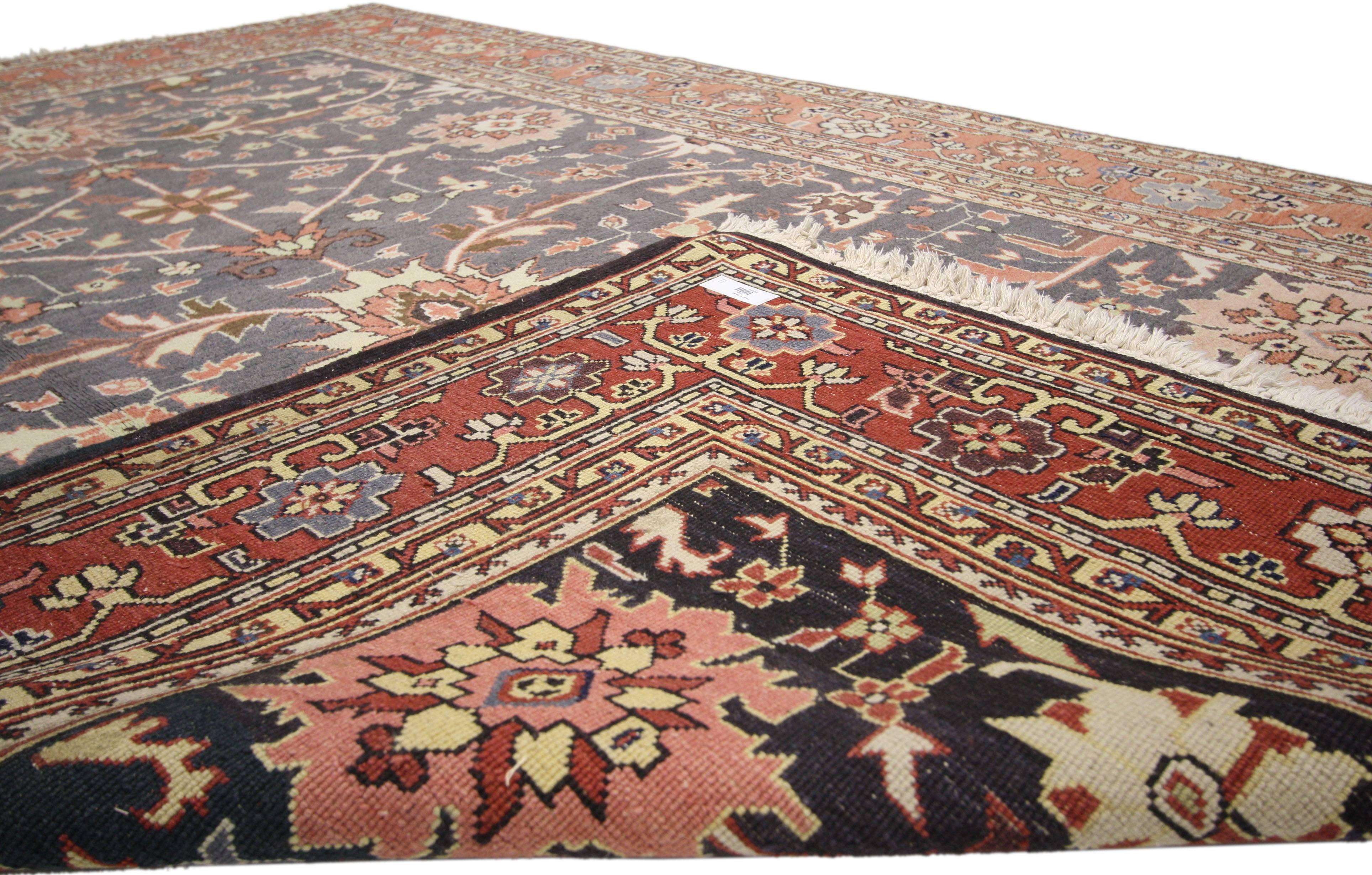 Hand-Knotted Vintage Persian Style Rug with Tradition Modern Design For Sale