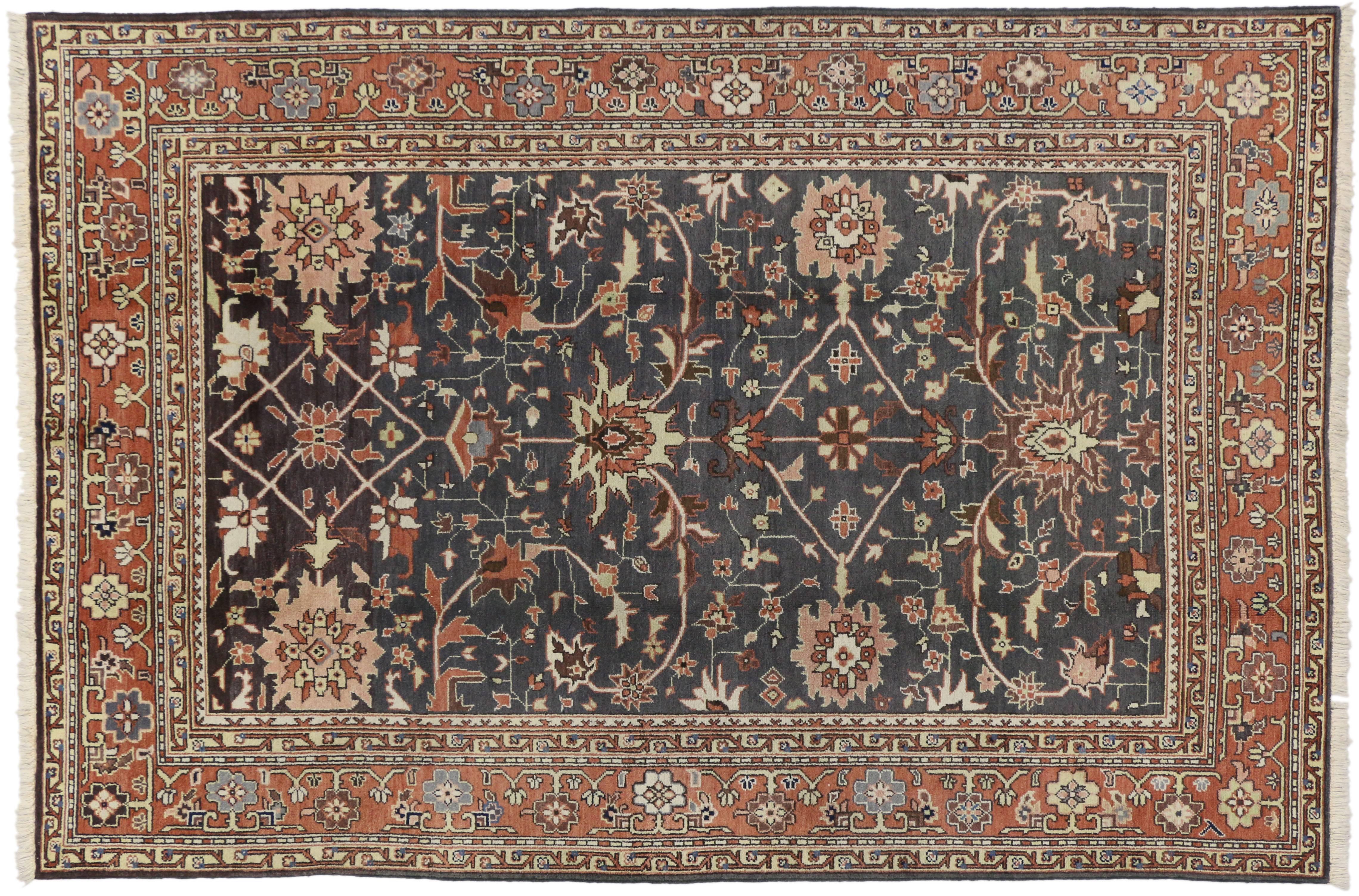 Persischer Vintage-Teppich im Vintage-Stil mit traditionellem, modernem Design (Handgeknüpft) im Angebot