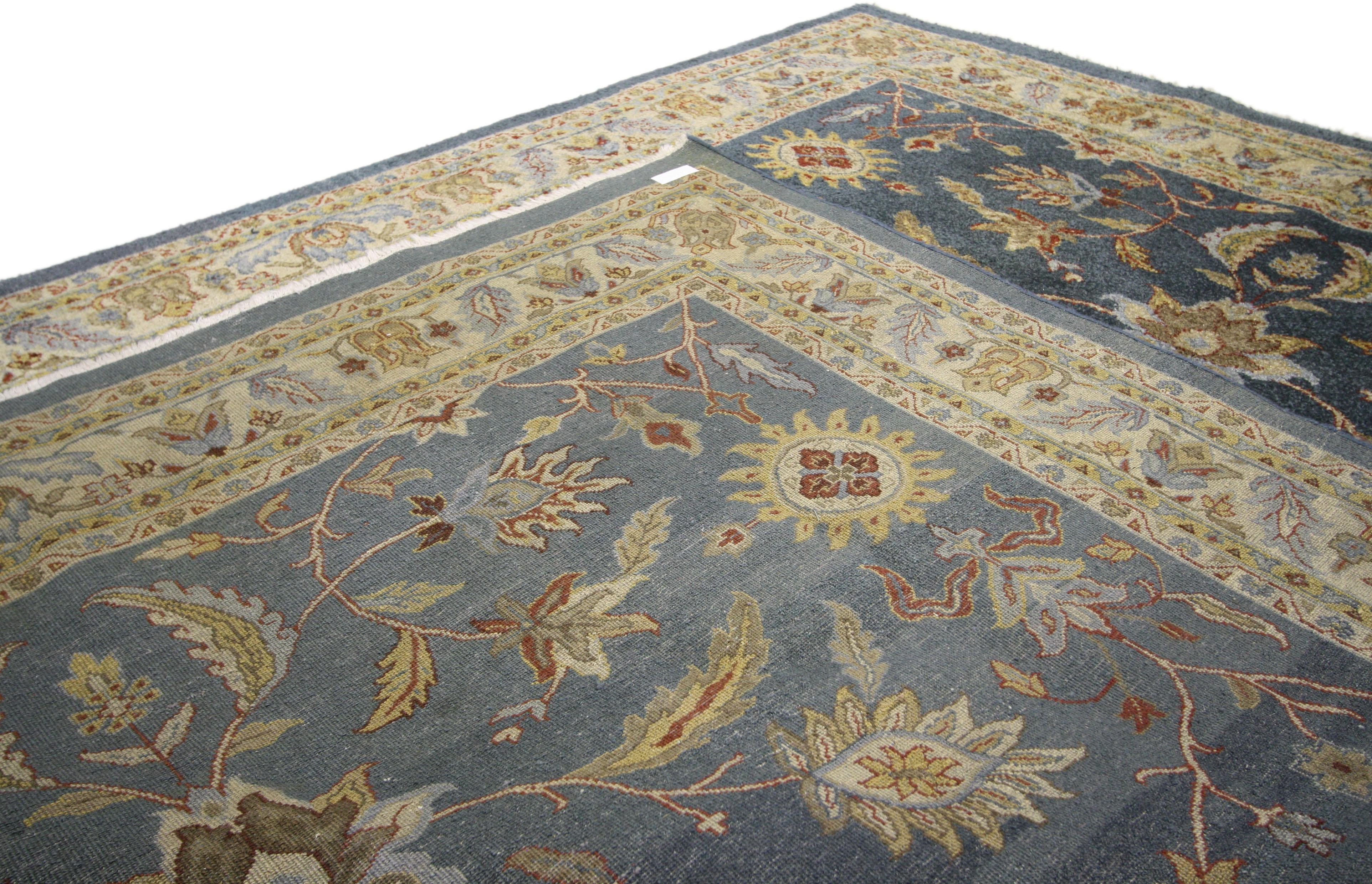 Hand-Knotted Vintage Persian Style Rug with Traditional Mahal Design