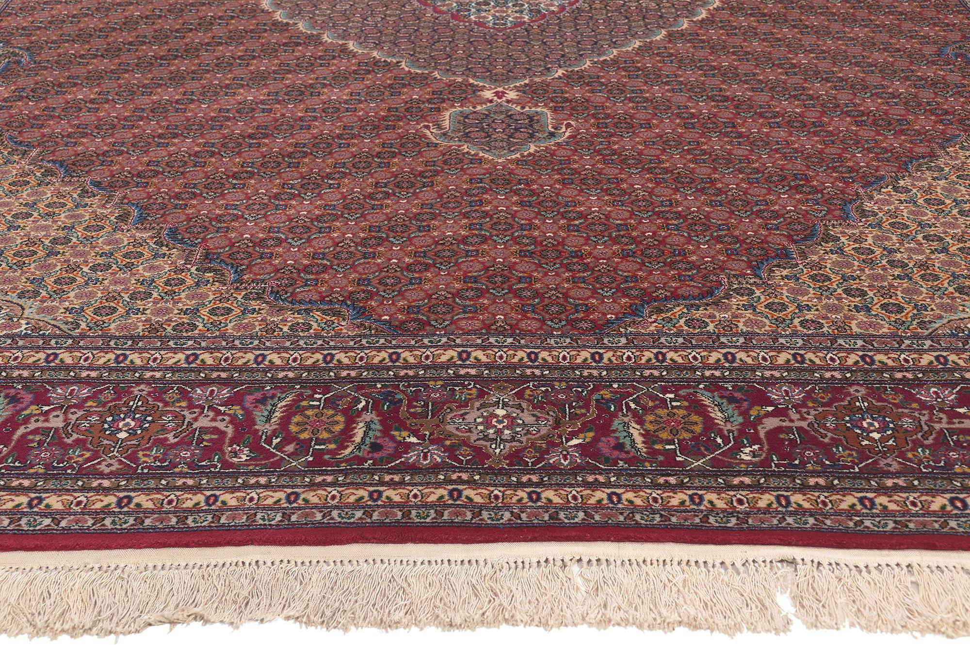 Vintage Chinese Tabriz Wool and Silk Rug In Good Condition For Sale In Dallas, TX