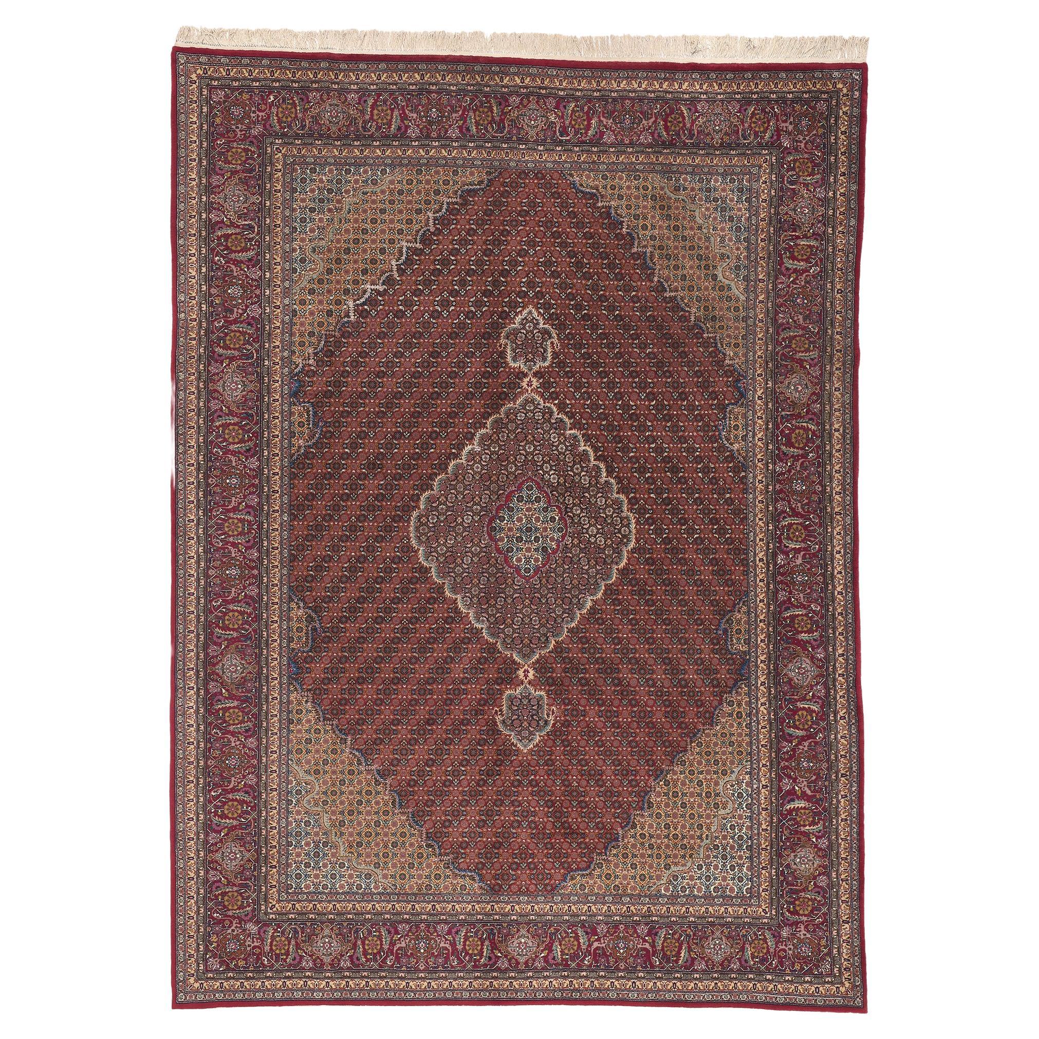 Vintage Chinese Tabriz Wool and Silk Rug For Sale