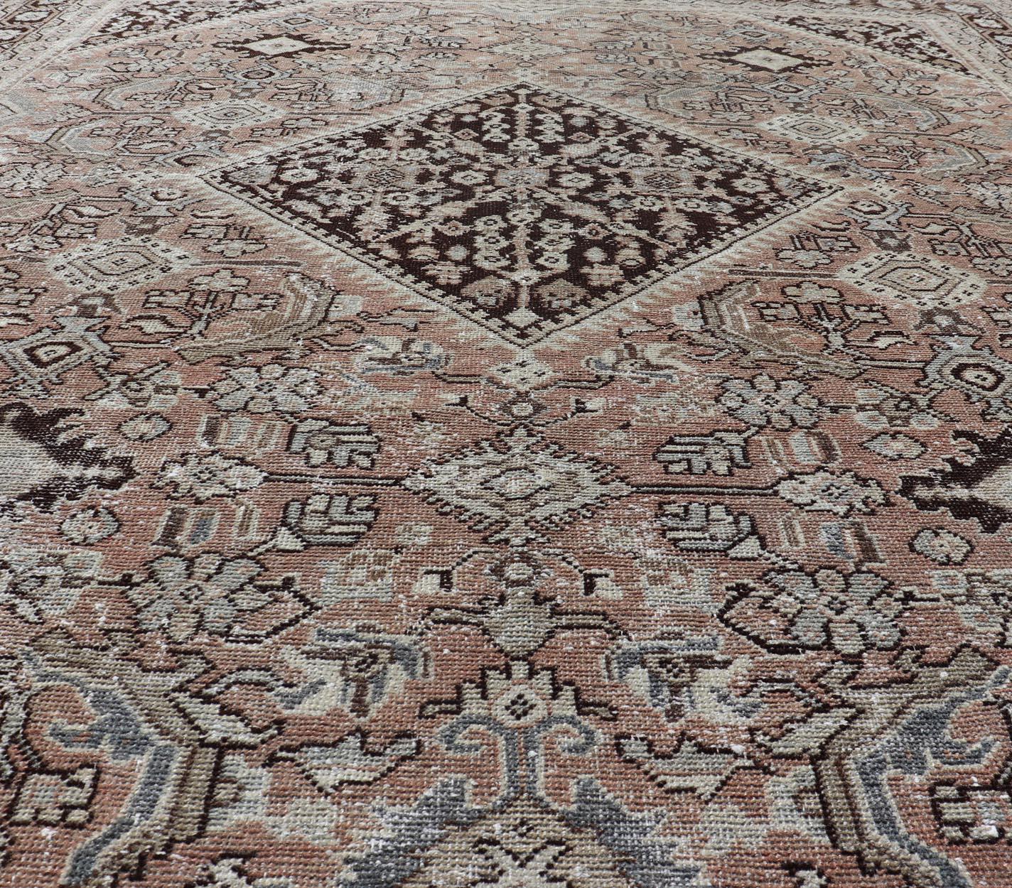 Persischer Sultanabad-Mahal-Teppich mit Sub-Geometric-Diamant im Angebot 4