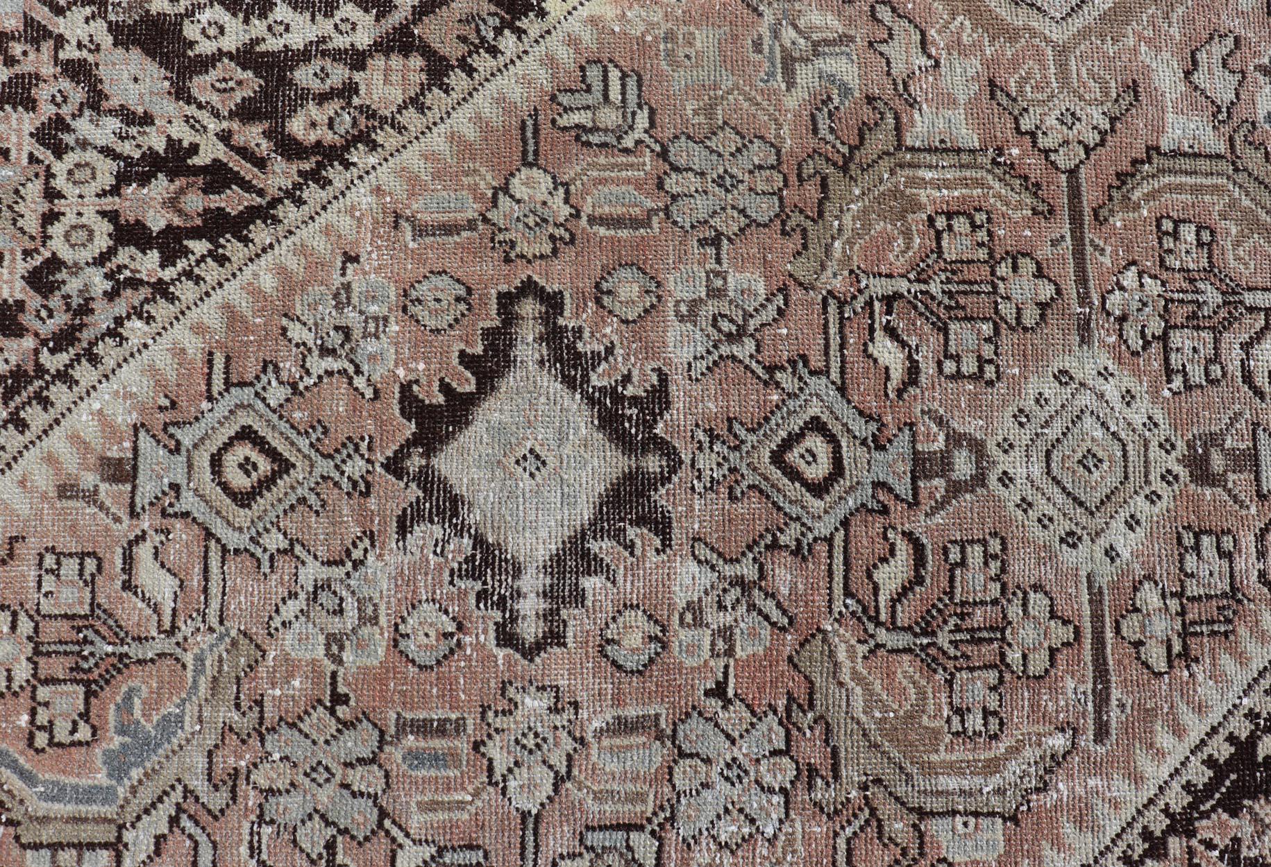 Persischer Sultanabad-Mahal-Teppich mit Sub-Geometric-Diamant (Handgeknüpft) im Angebot