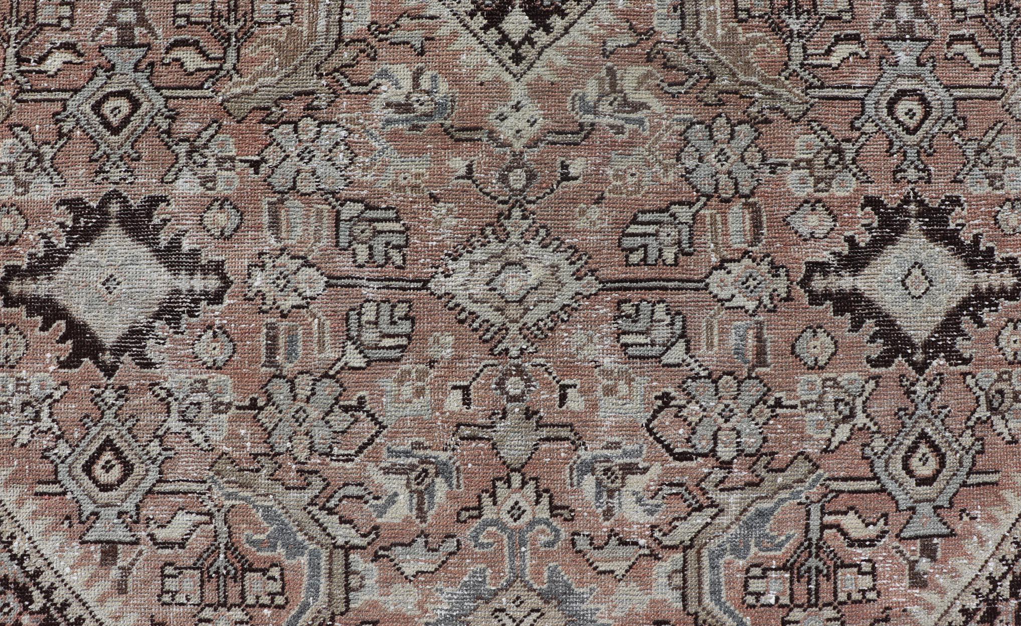 20th Century Vintage Persian Sultanabad-Mahal Rug with Sub-Geometric Diamond For Sale